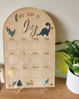 Personalised First Birthday Photo Board - Dinosaurs - One Year Of Photo Frame Milestone Arch - The Willow Corner