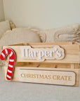 Personalised Wooden Christmas Day Crate with Candy Cane - Interchangeable Christmas Day Keepsake - The Willow Corner