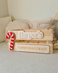 Personalised Wooden Christmas Day Crate with Candy Cane - Interchangeable Christmas Day Keepsake - The Willow Corner