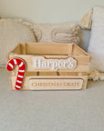 Personalised Wooden Christmas Day Crate with Candy Cane - Interchangeable Christmas Day Keepsake - The Willow Corner