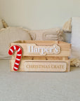 Personalised Wooden Christmas Day Crate with Candy Cane - Interchangeable Christmas Day Keepsake - The Willow Corner