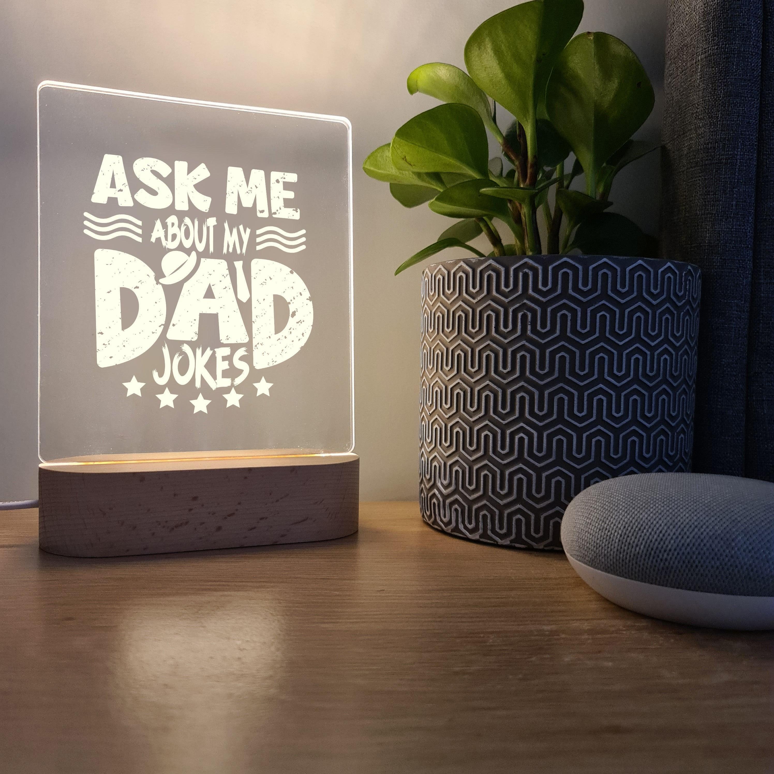 Ask Me About My Dad Jokes - Father&#39;s Day Night Light - The Willow Corner