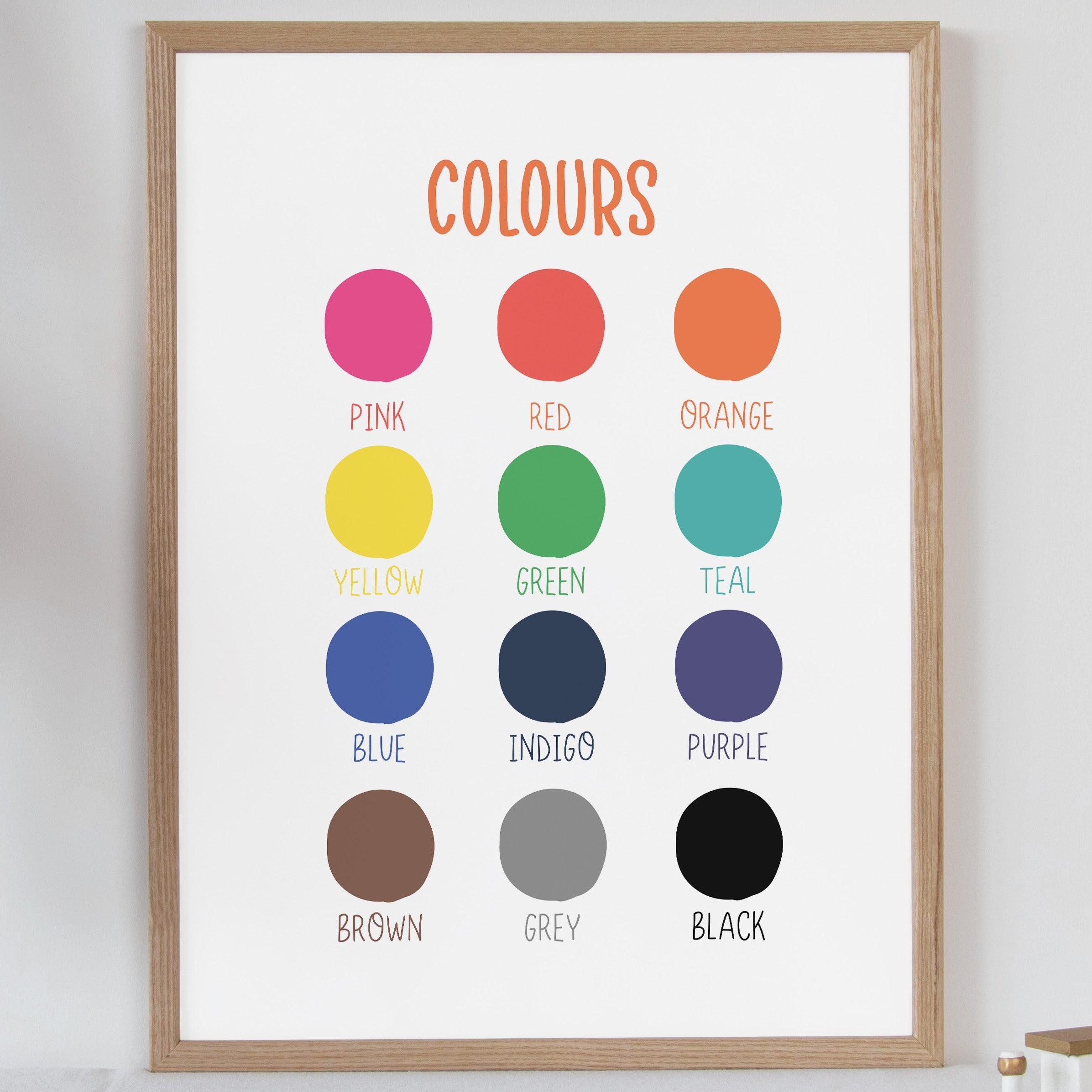 Colours - Bright Tones - Educational Print Series - Poster - The Willow Corner