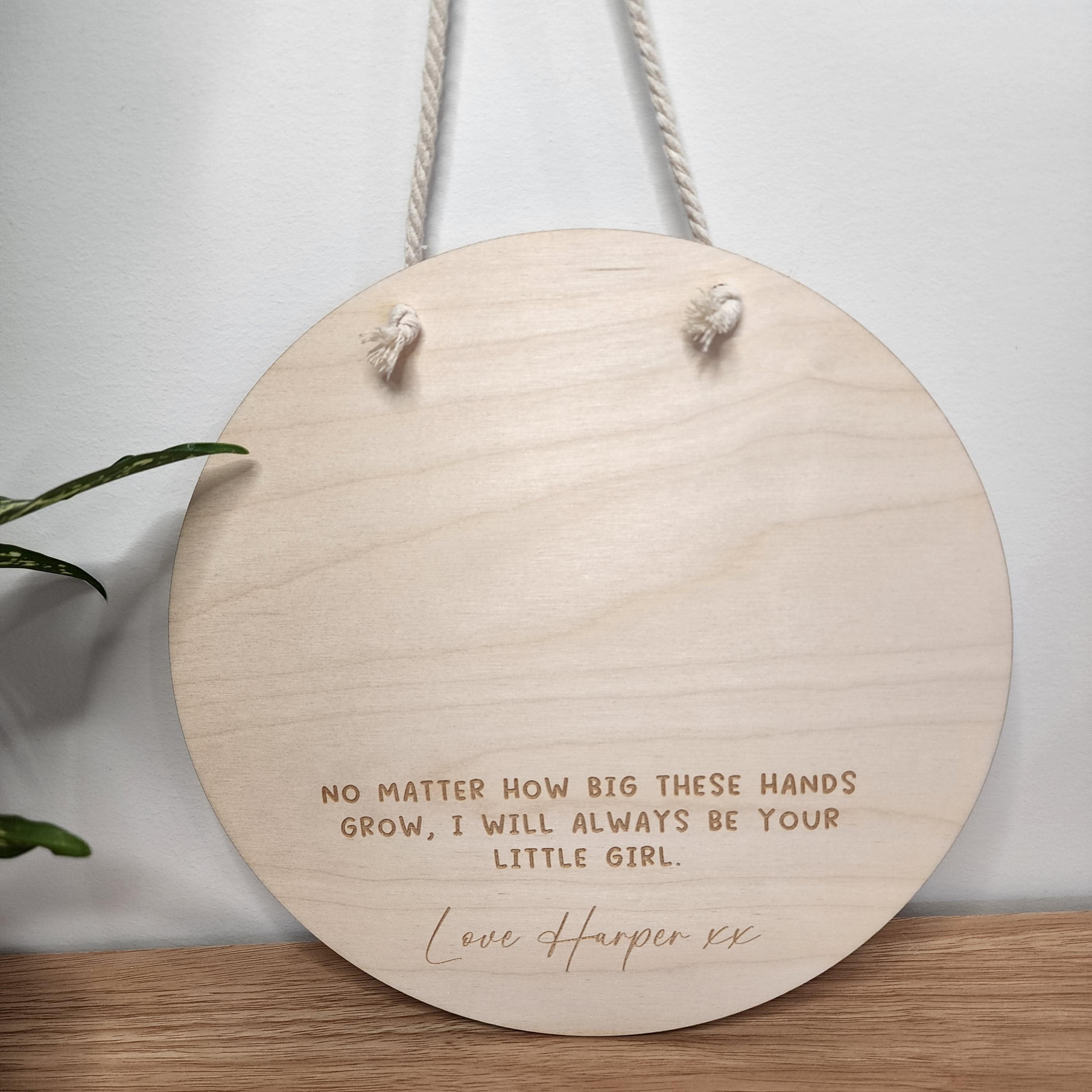 Dad Simple Handprint Hanging Sign - Personalised Wooden Round - Father's Day Gift - The Willow Corner