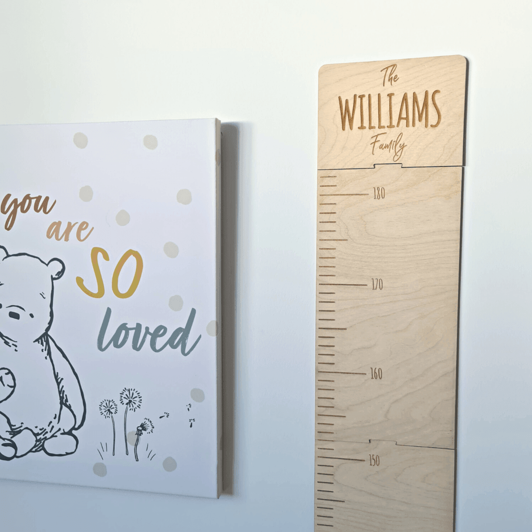 Family Name Wooden Height Chart - Personalised Growth Chart 💖 - The Willow Corner