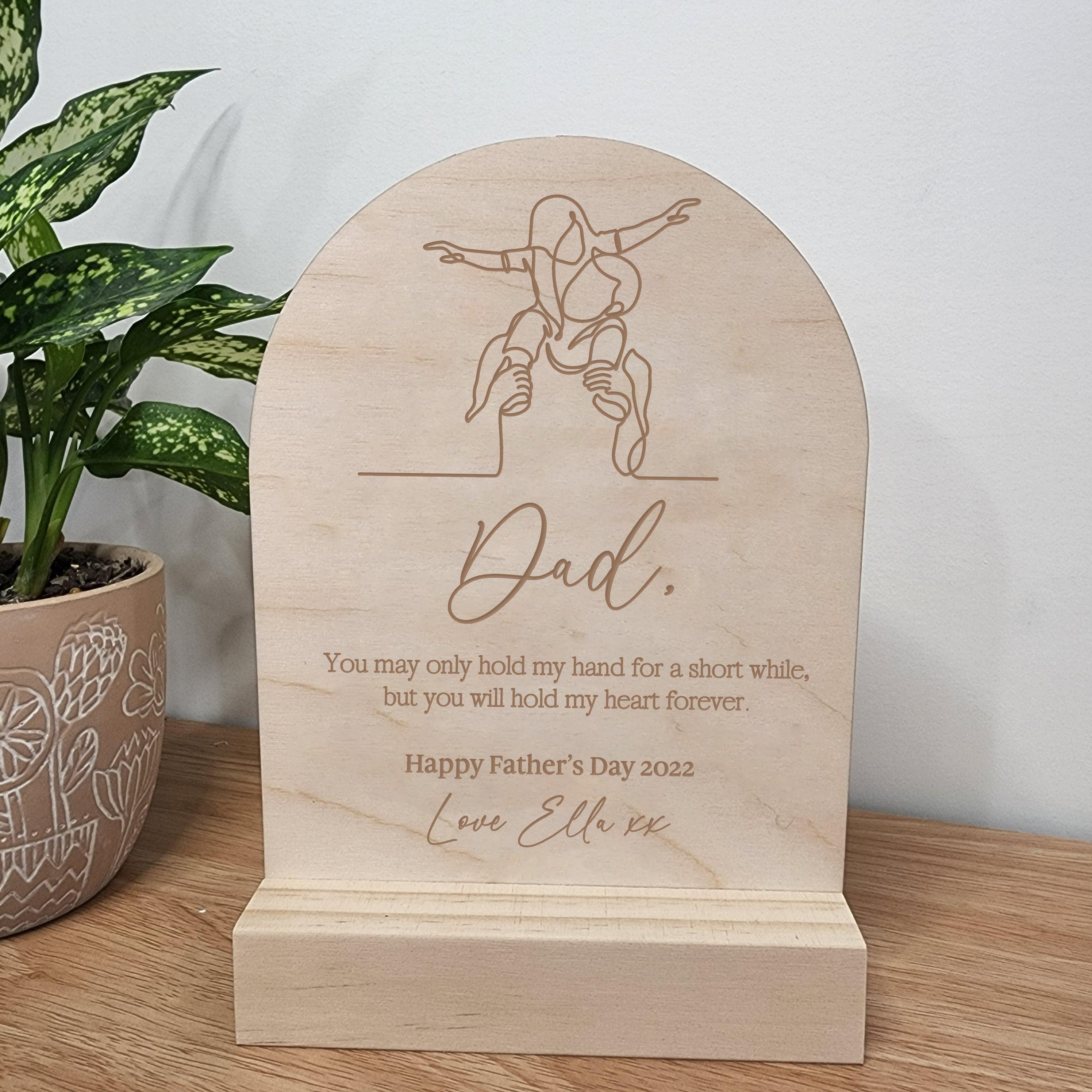 Girl on Dad's Shoulders - Personalised Line Art Arch Quote - Father's Day Gift - The Willow Corner