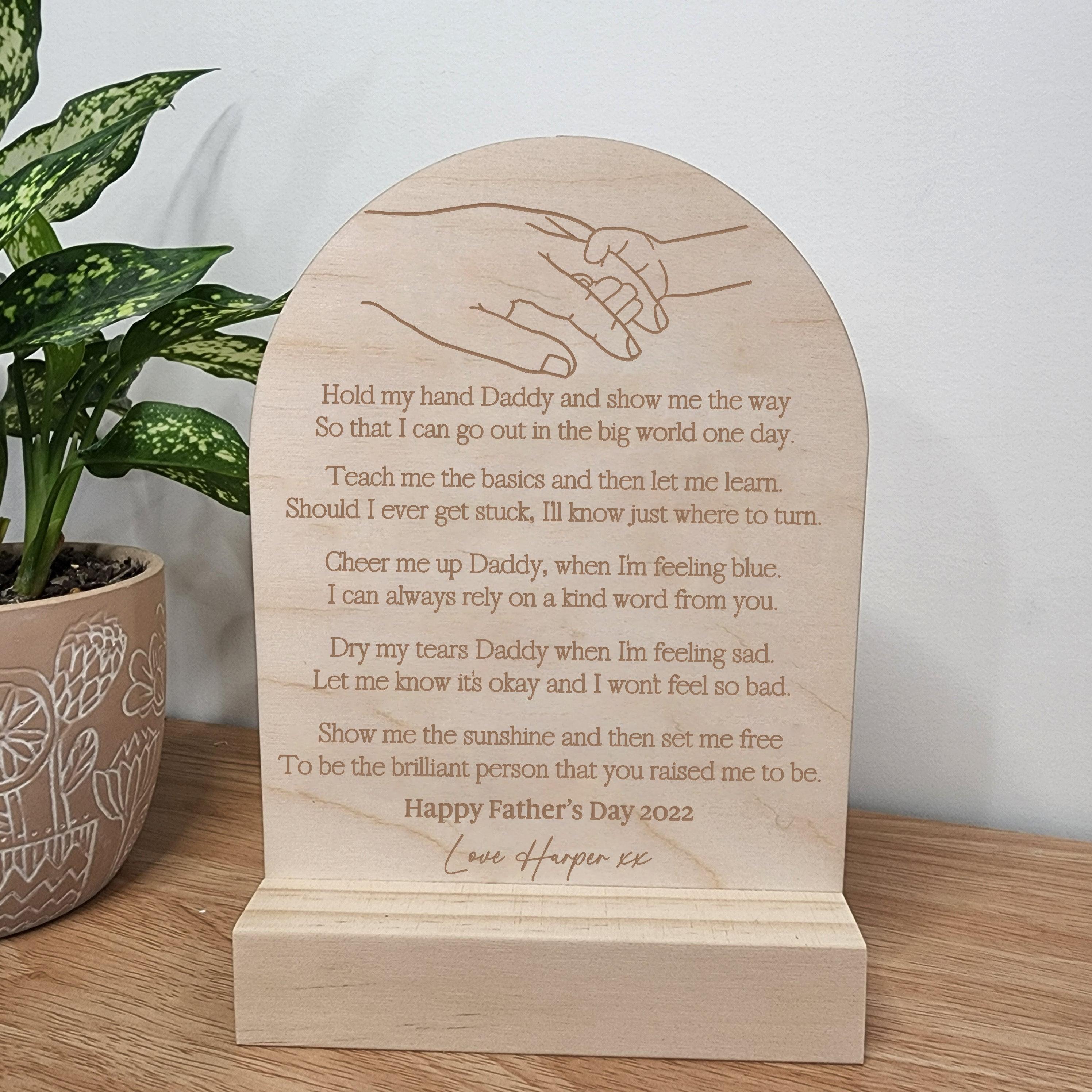 Hold my Hand Daddy Poem - Personalised Arch Quote - Father&#39;s Day Gift - The Willow Corner