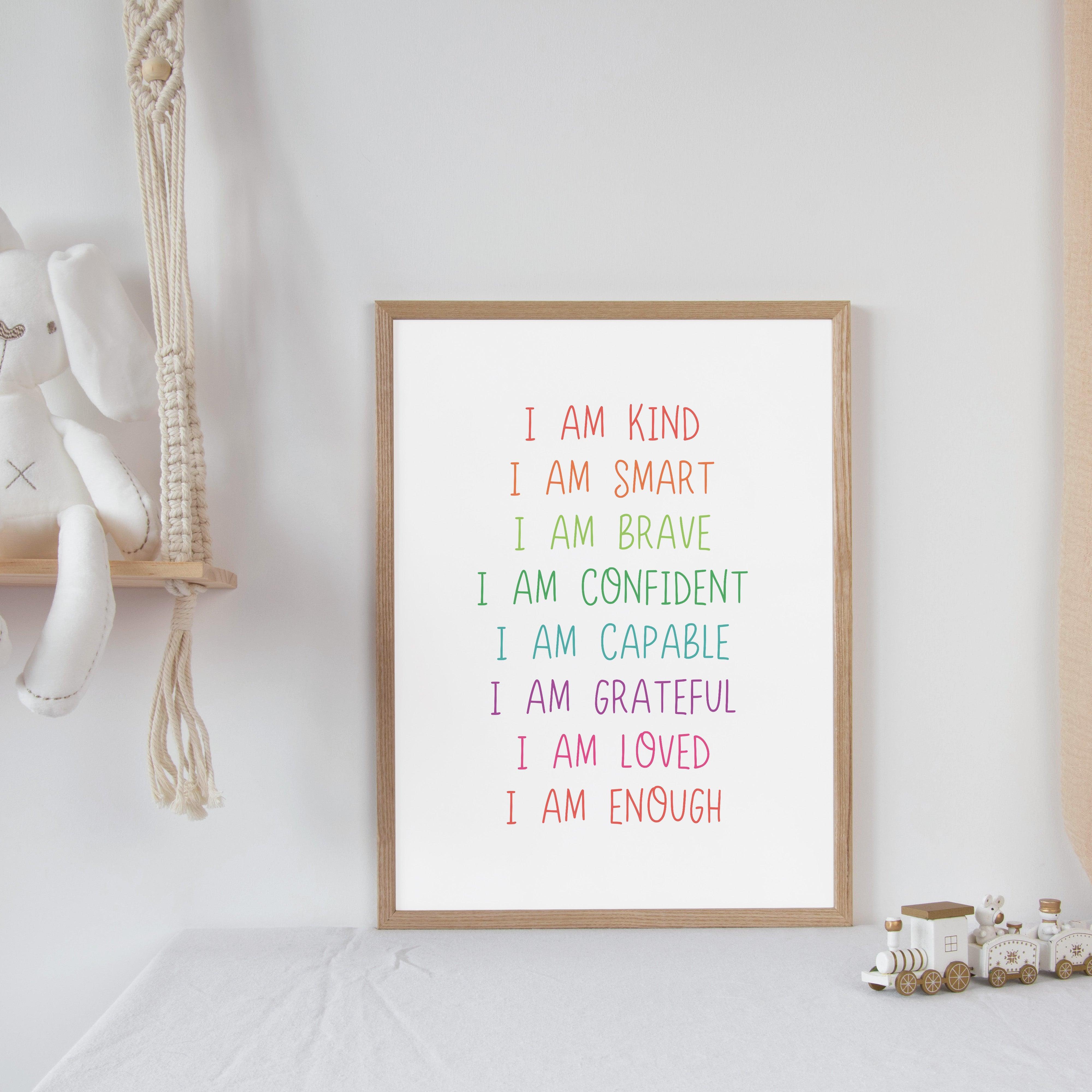 I Am Affirmation - Bright Tones - Educational Print Series - Poster - The Willow Corner