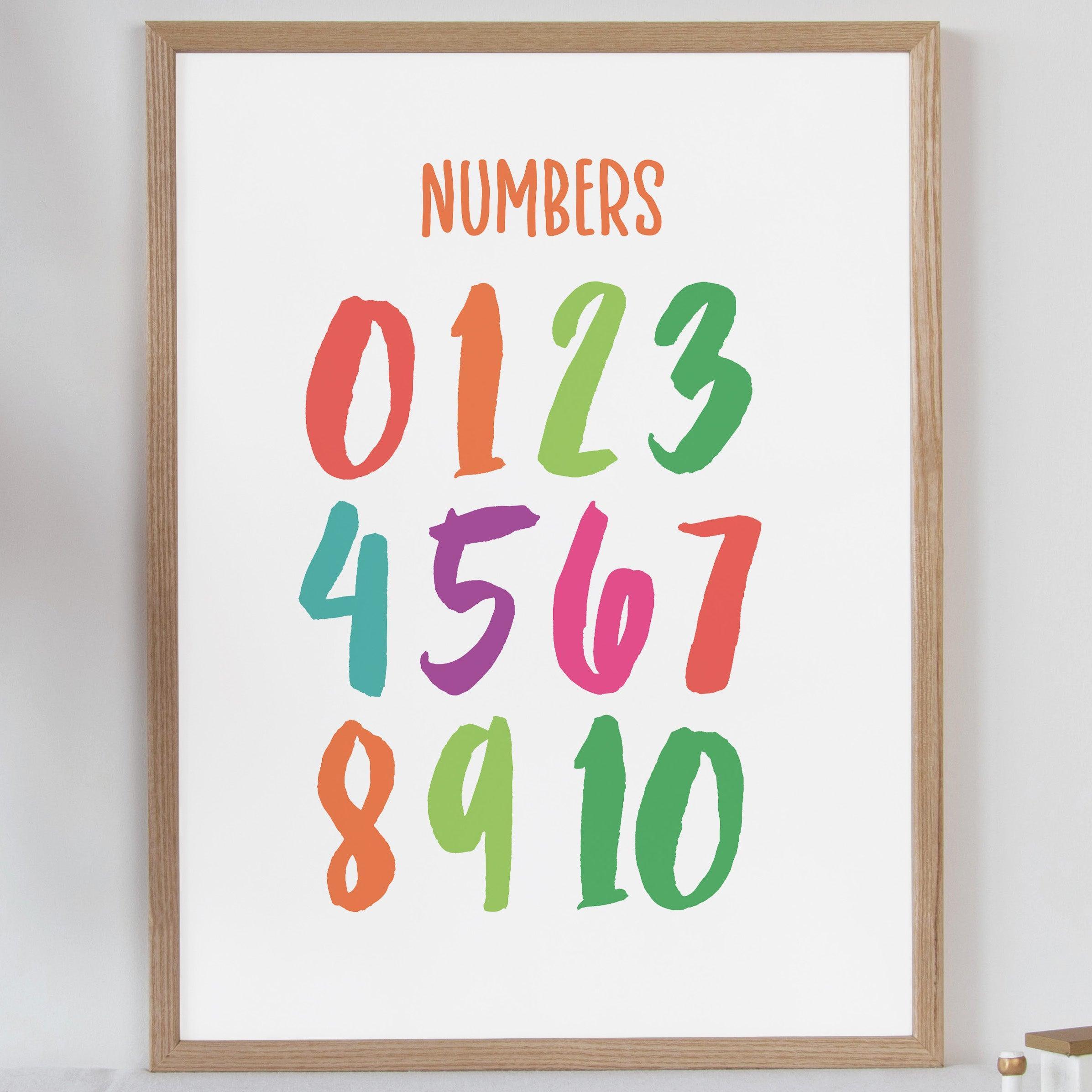 Numbers - Bright Tones - Educational Print Series - Poster - The Willow Corner