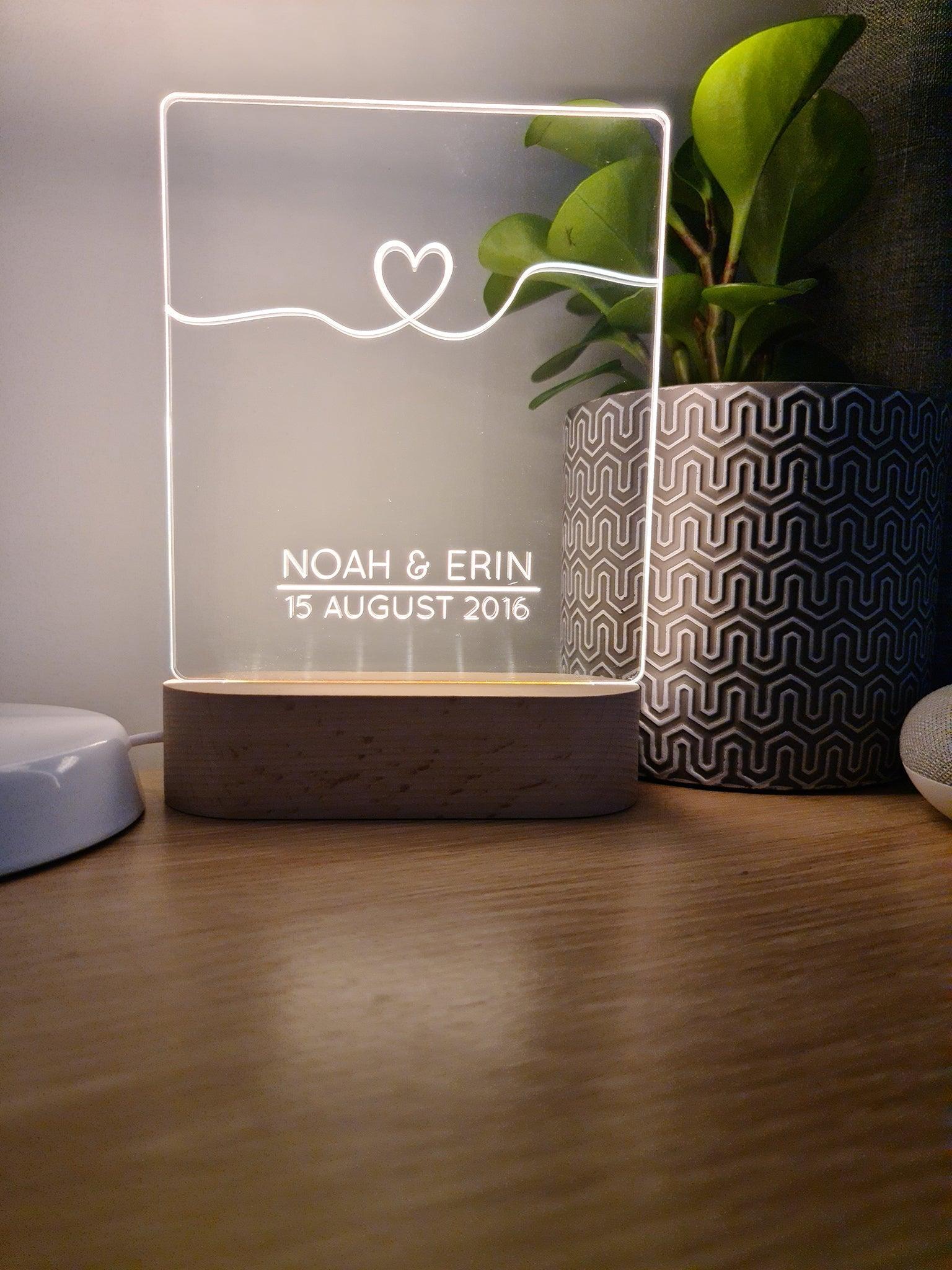 Personalised Love Night Light 💖 Flowing Heart The Willow Corner