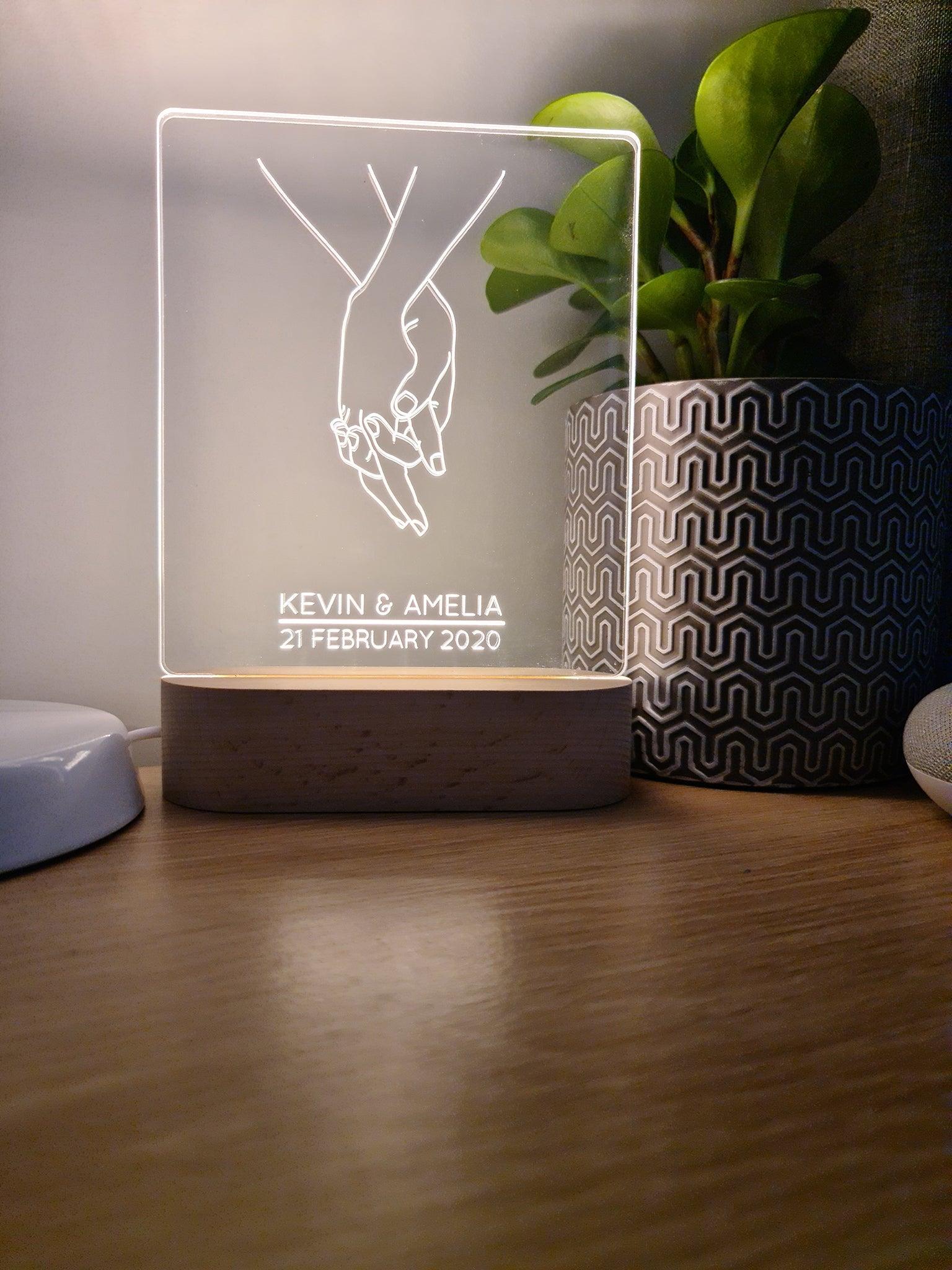 Personalised Love Night Light 💖 Two Hands The Willow Corner