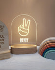 Personalised Night Light 🌙 - Peace Hand - The Willow Corner