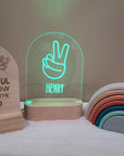 Personalised Night Light 🌙 - Peace Hand - The Willow Corner