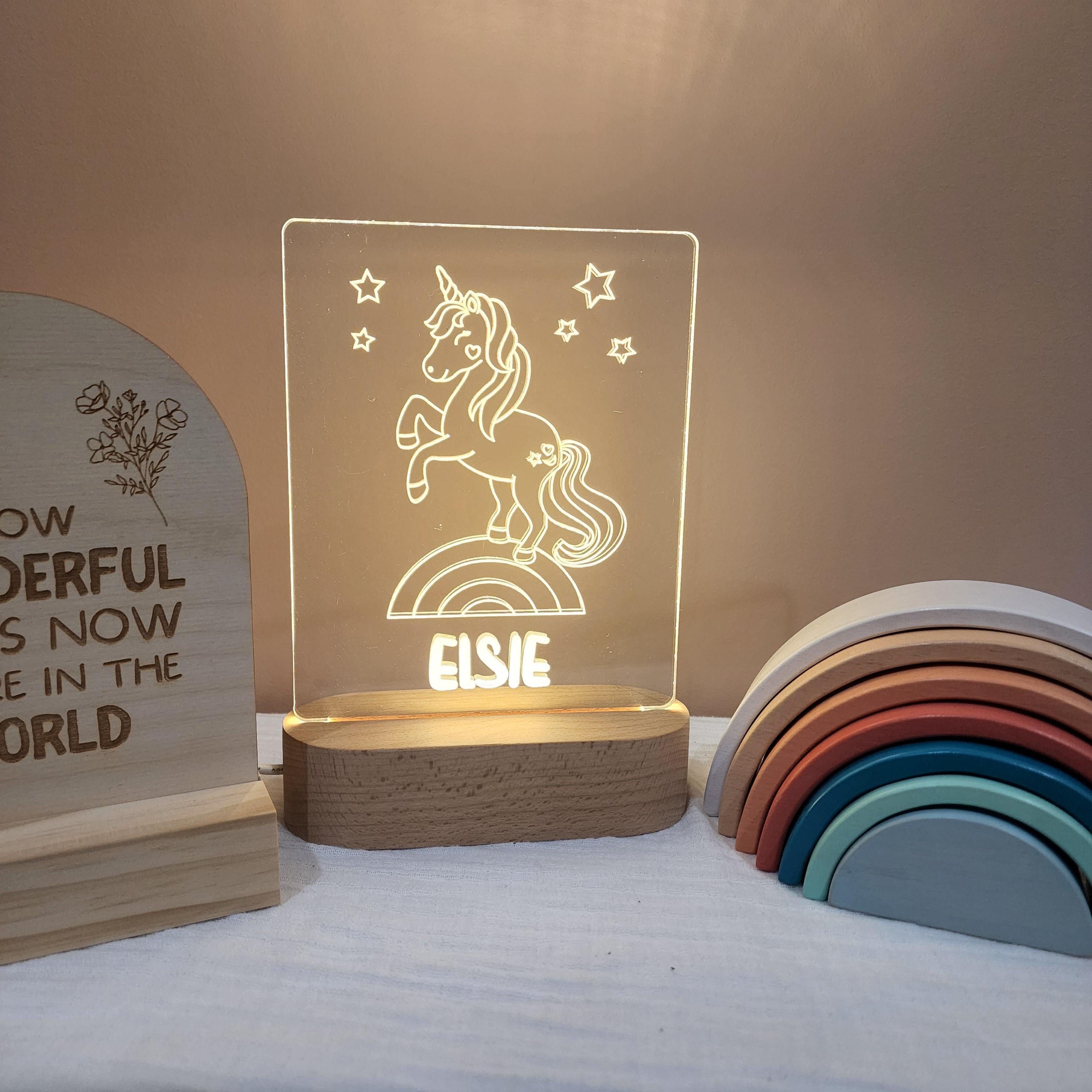 Personalised Night Light 🌙 - Rainbow Unicorn - The Willow Corner