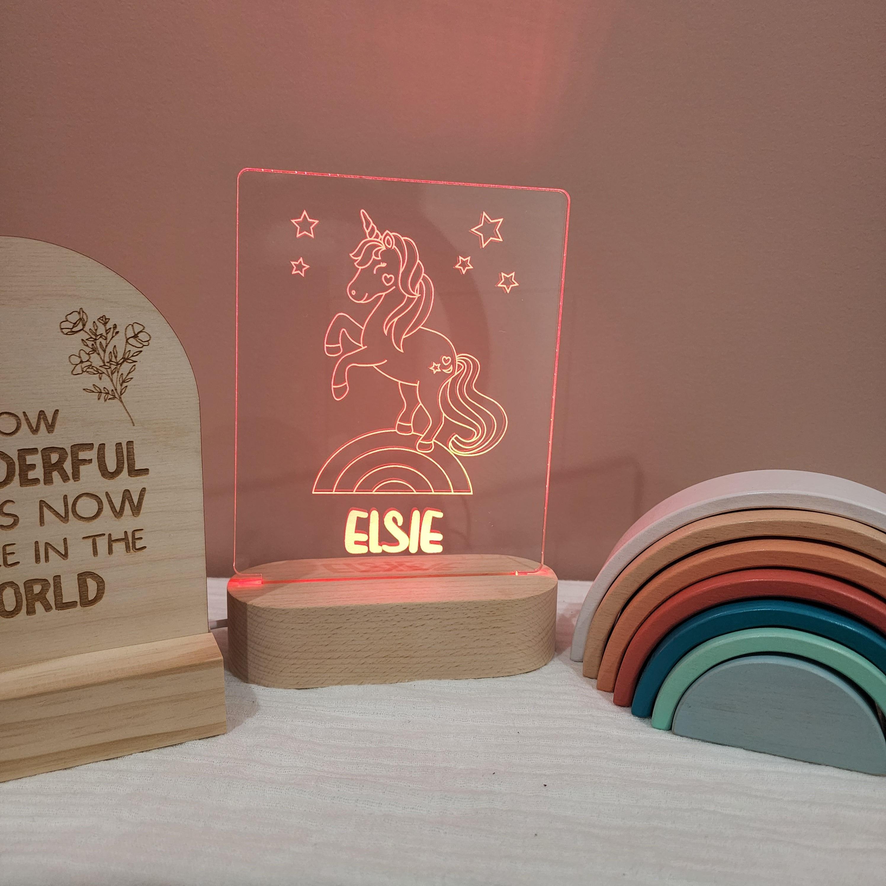 Personalised Night Light 🌙 - Rainbow Unicorn - The Willow Corner