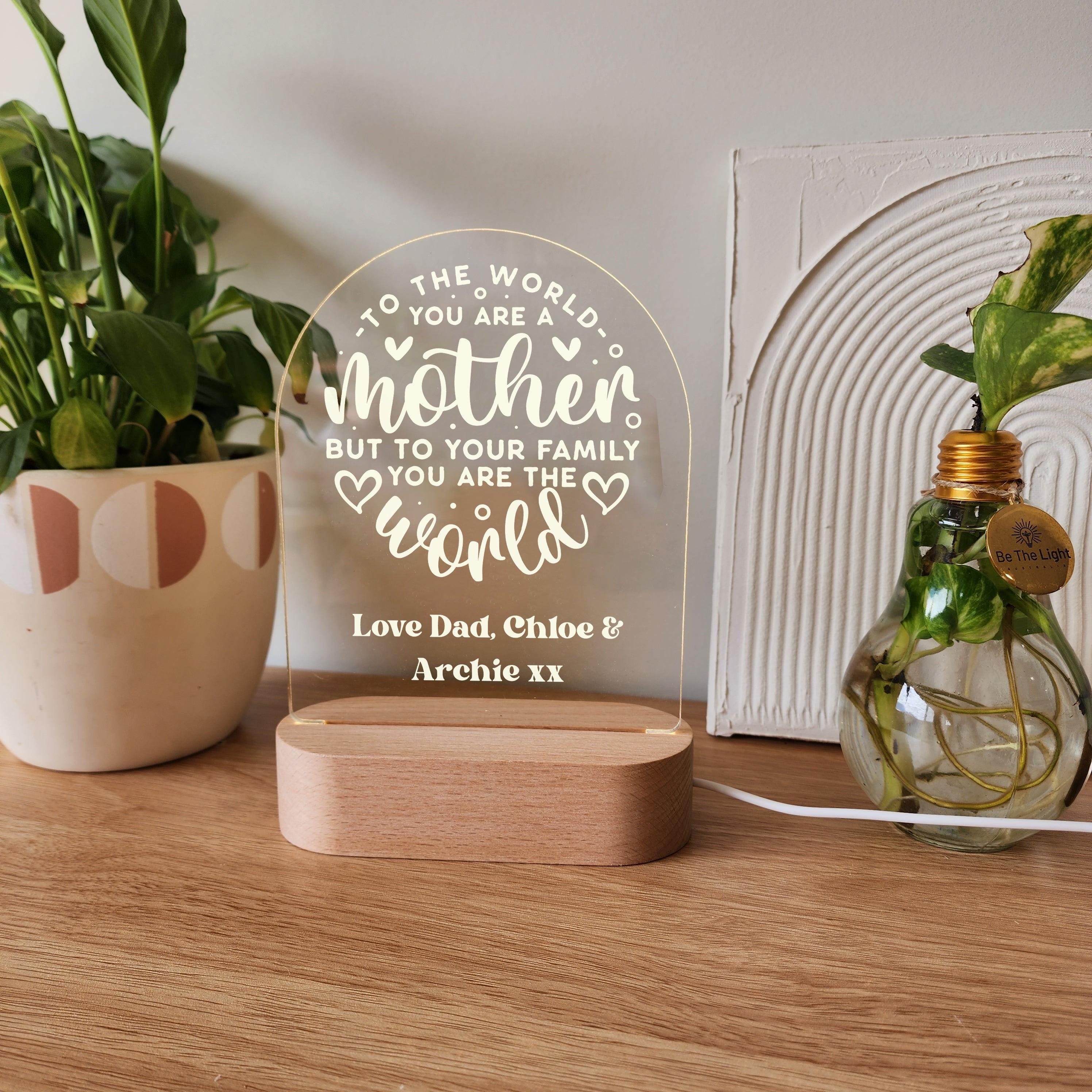 Personalised Night Light - You Are The World - Mother's Day Gift - The Willow Corner