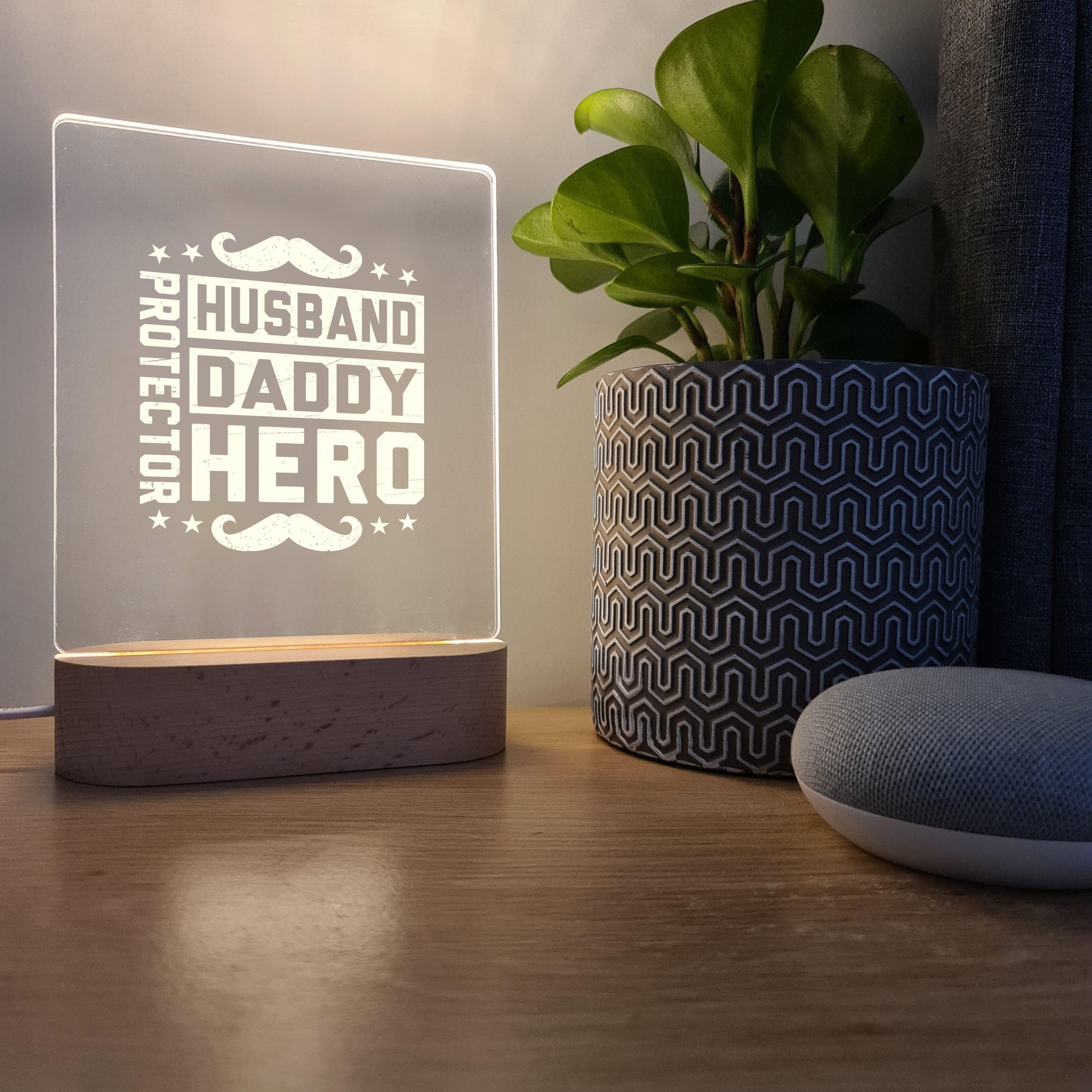 Protector, Husband, Daddy, Hero - Father&#39;s Day Night Light - The Willow Corner