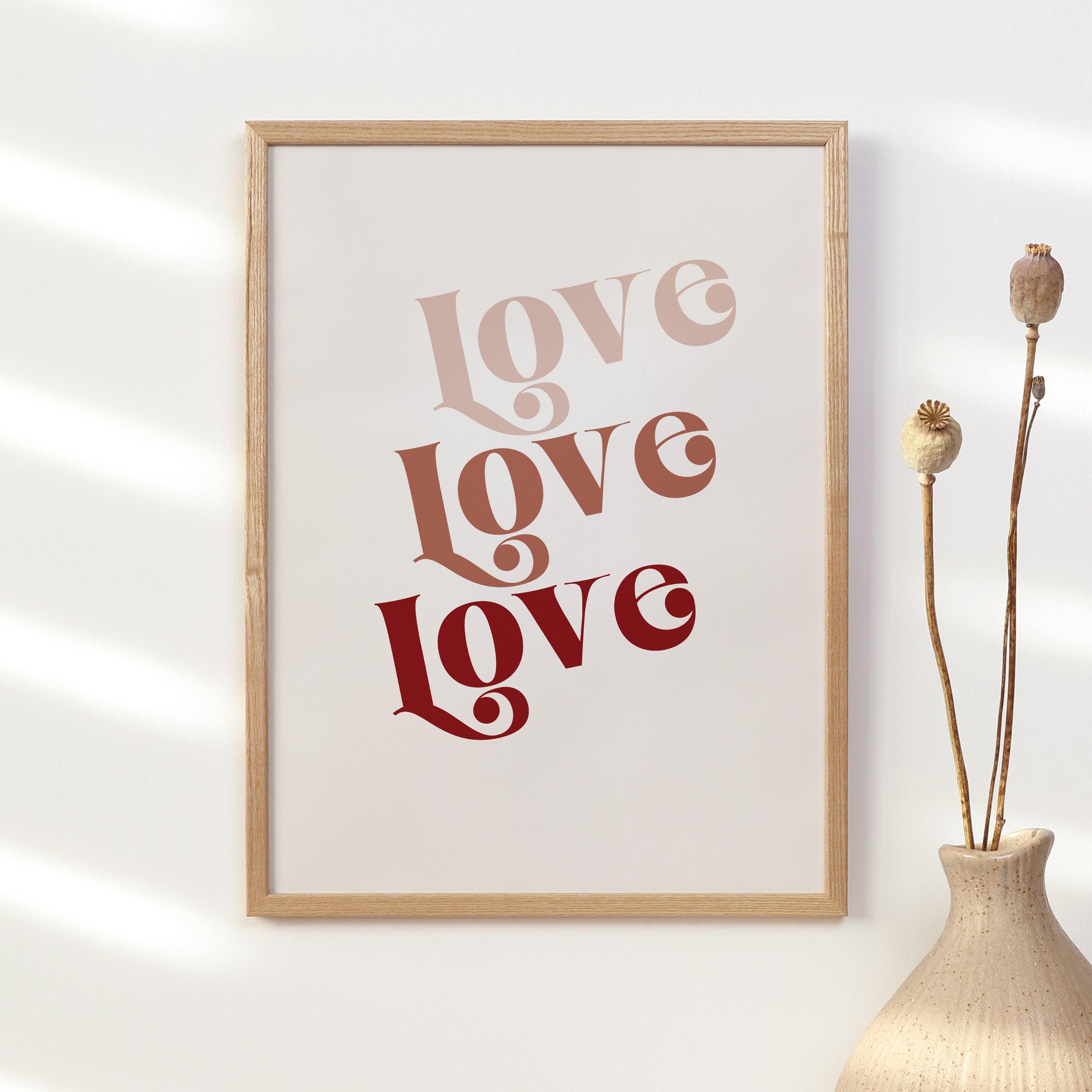 Retro Love Print - Neutral Valentine&#39;s Day Home Decor Poster - Quote Print Poster - The Willow Corner