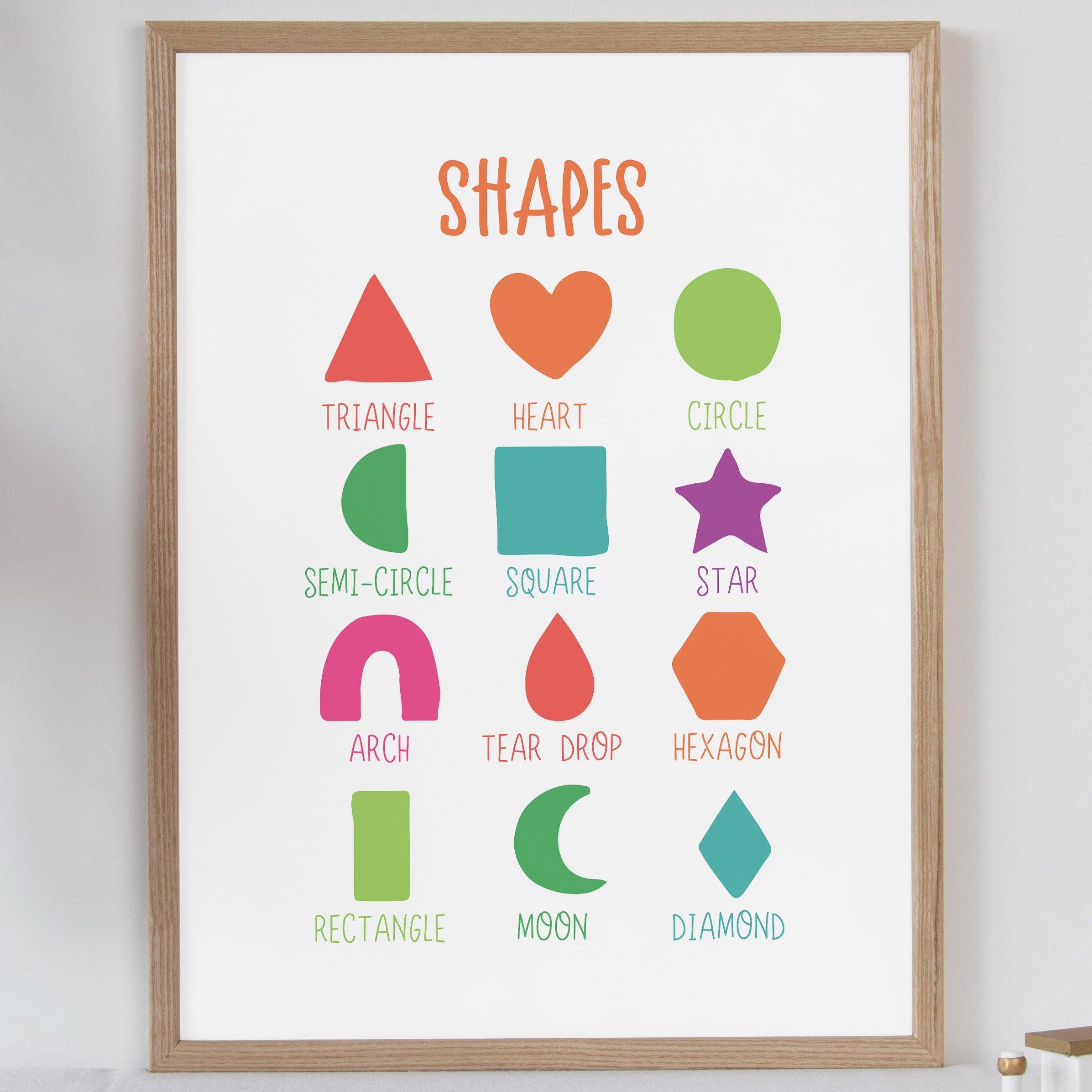 Shapes - Bright Tones - Educational Print Series - Poster - The Willow Corner