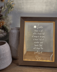 Timber Night Light Frame 🌙 - Quote - Here Sleeps a Girl - The Willow Corner