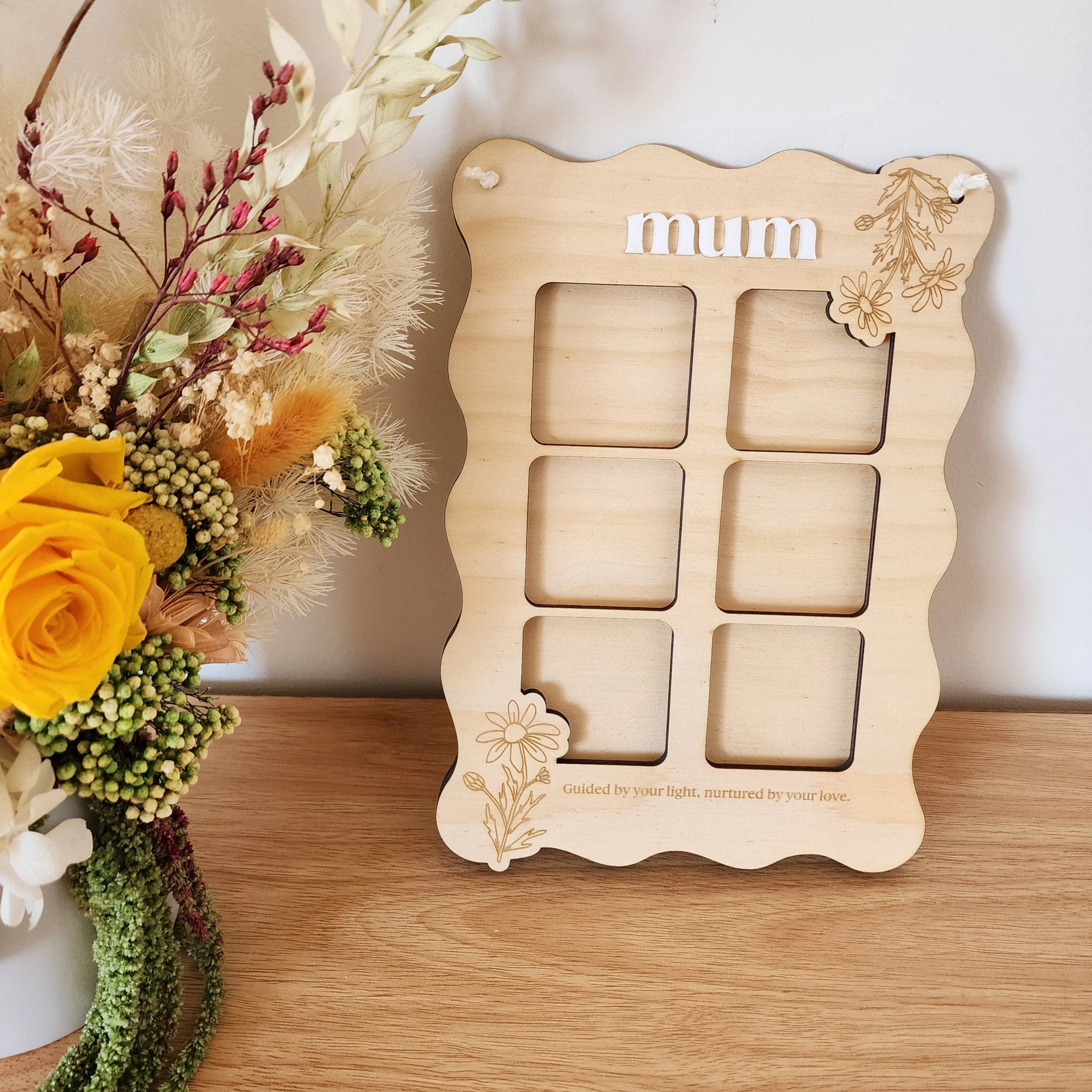 Guided Light Scalloped Frame - 6 Photo Collage Frame - Unique Mother&#39;s Day Gift