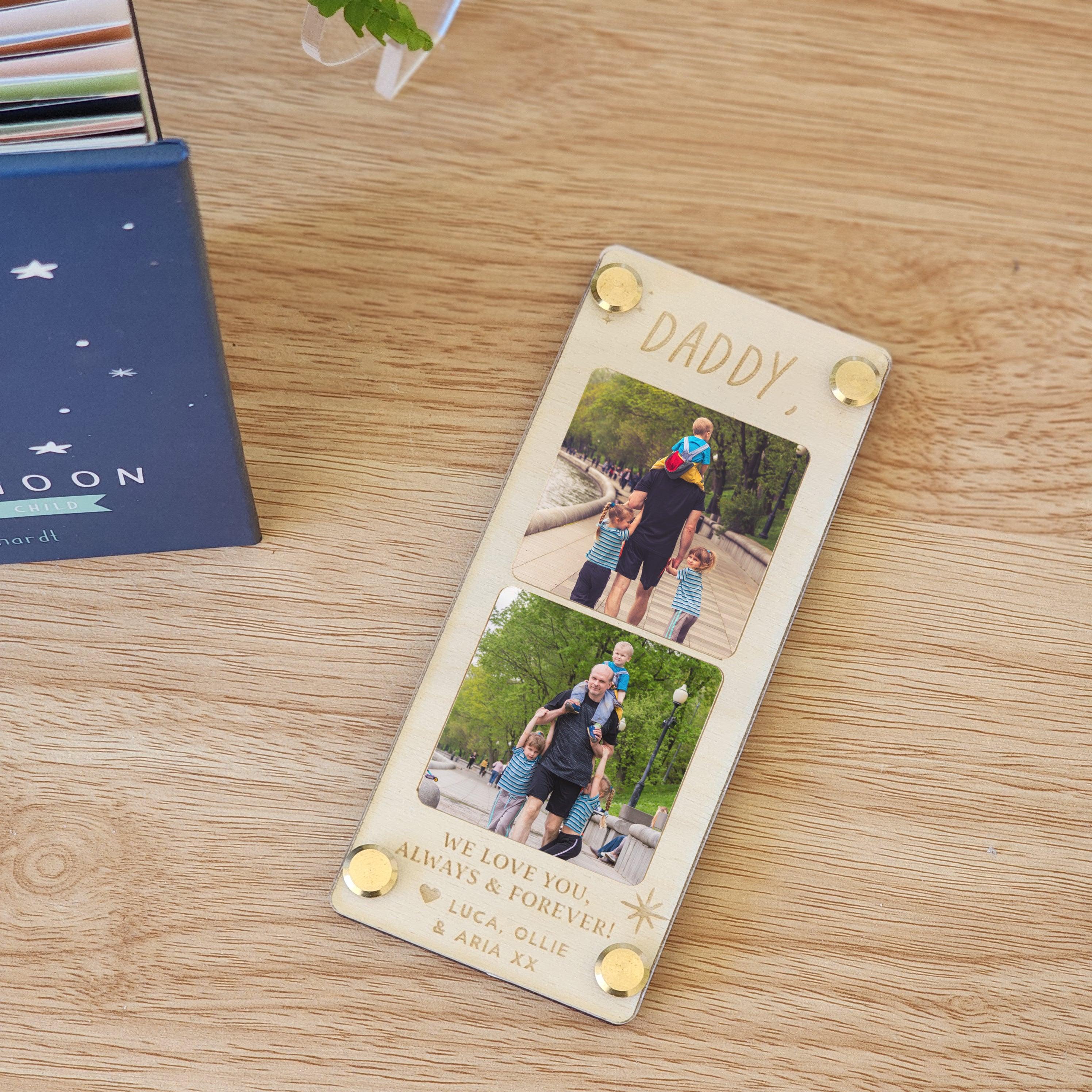 Dad Interchangeable Photo Strip - Personalised Wooden Photo Strip - Father&#39;s Day Gift - The Willow Corner