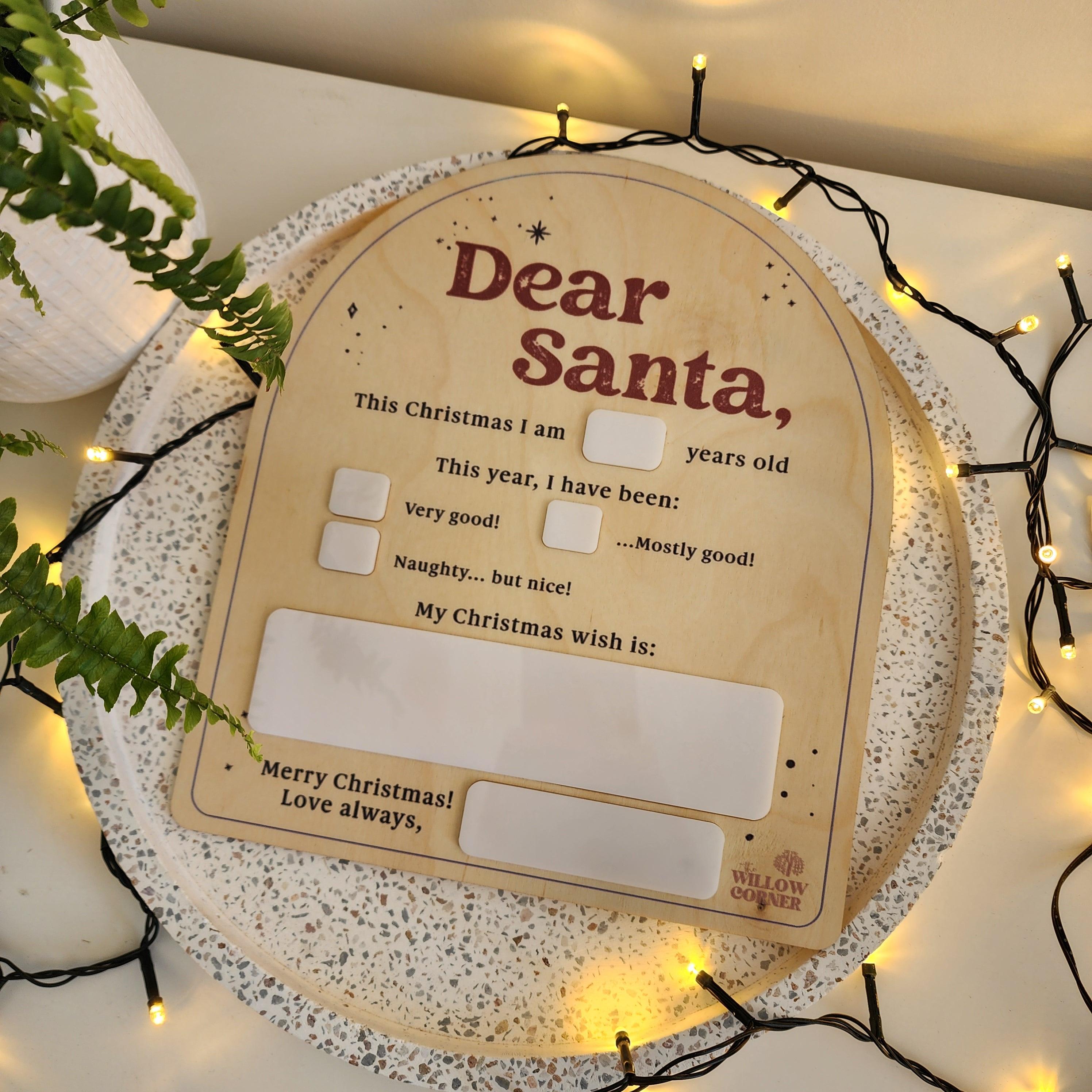 Dear Santa Wooden Arch Board - Reusable Letter to Santa Christmas Decoration - The Willow Corner