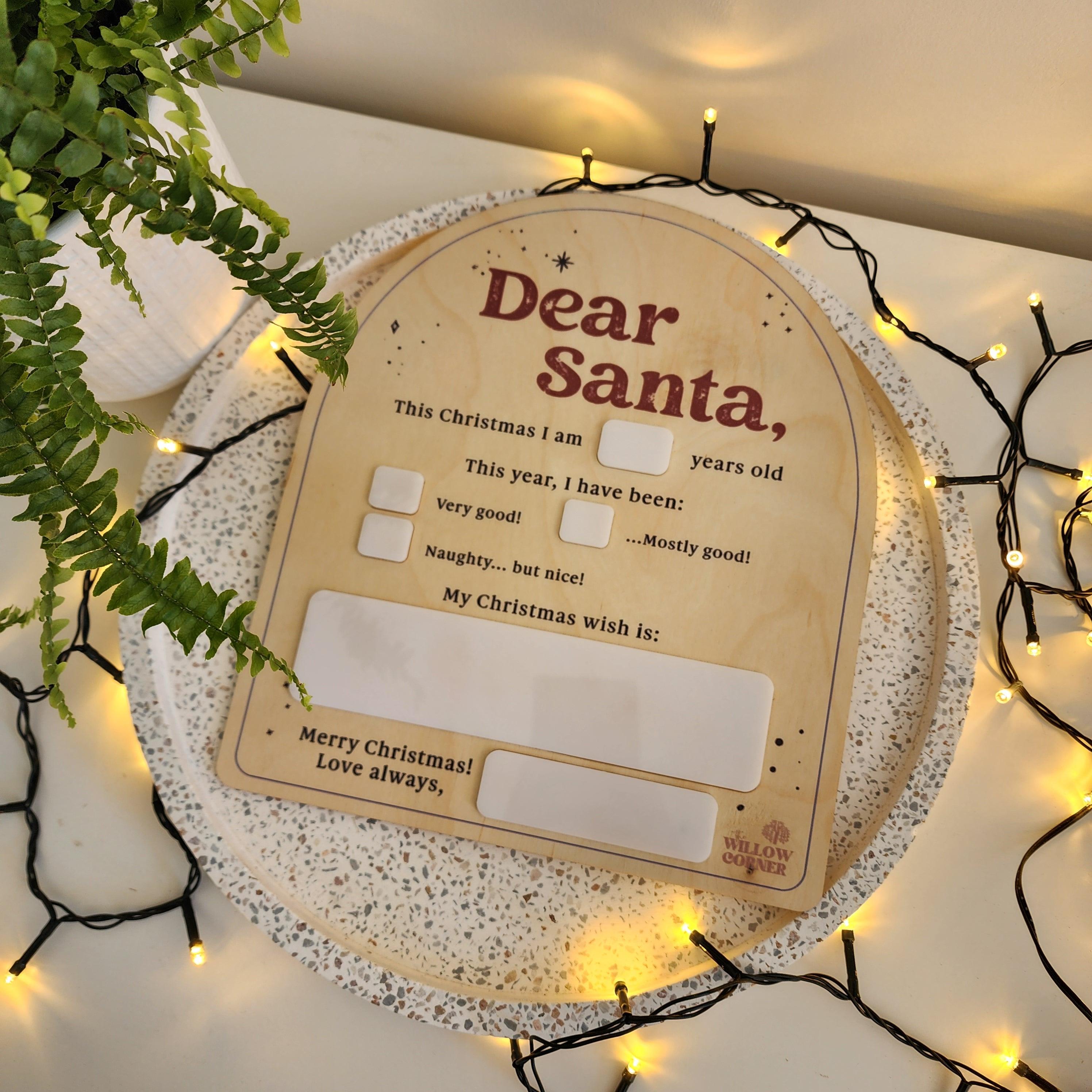 Dear Santa Wooden Arch Board - Reusable Letter to Santa Christmas Decoration - The Willow Corner