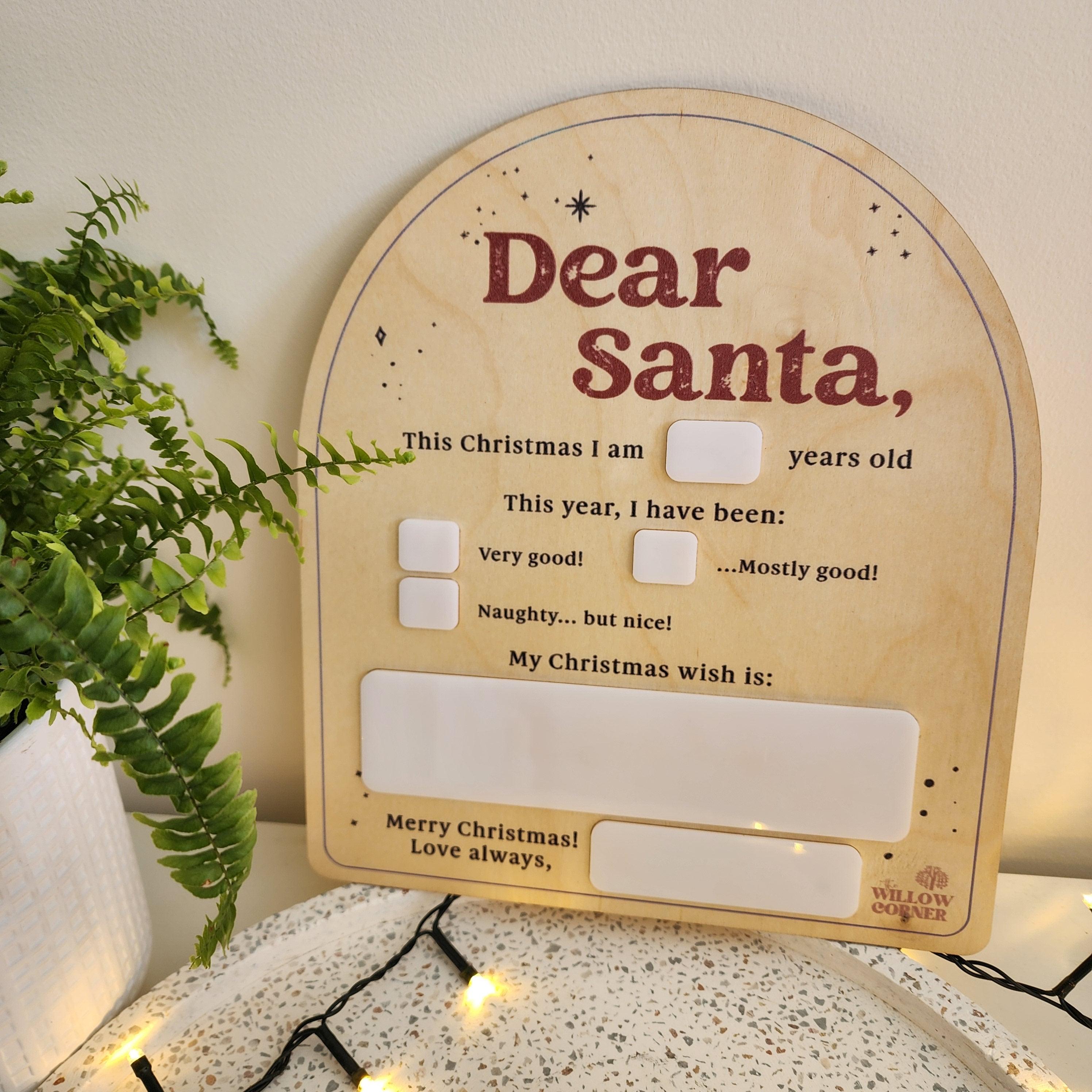 Dear Santa Wooden Arch Board - Reusable Letter to Santa Christmas Decoration - The Willow Corner