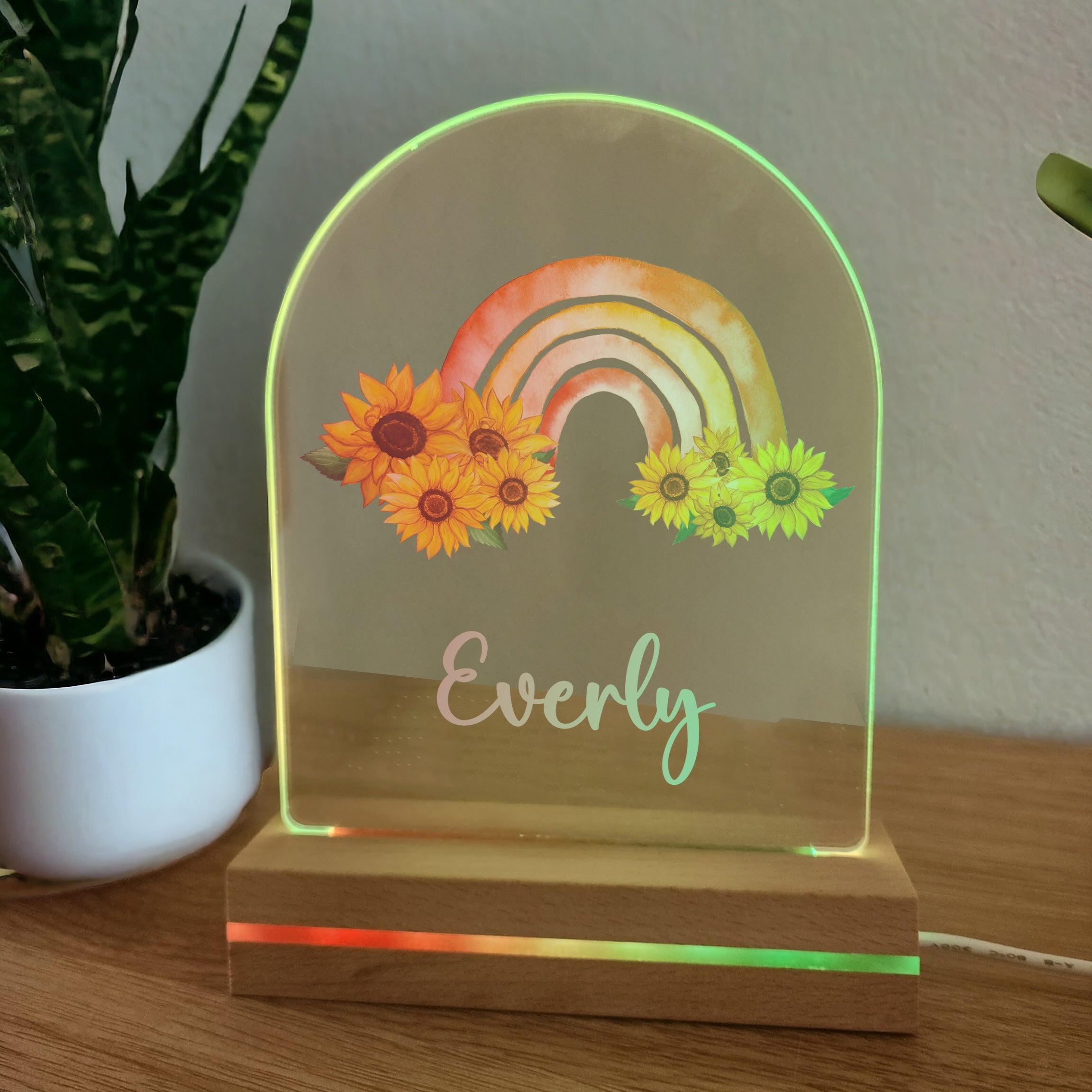 Floral Rainbow Aura+ Personalised Printed Night Light 🌙 - 366 Light Modes - The Willow Corner