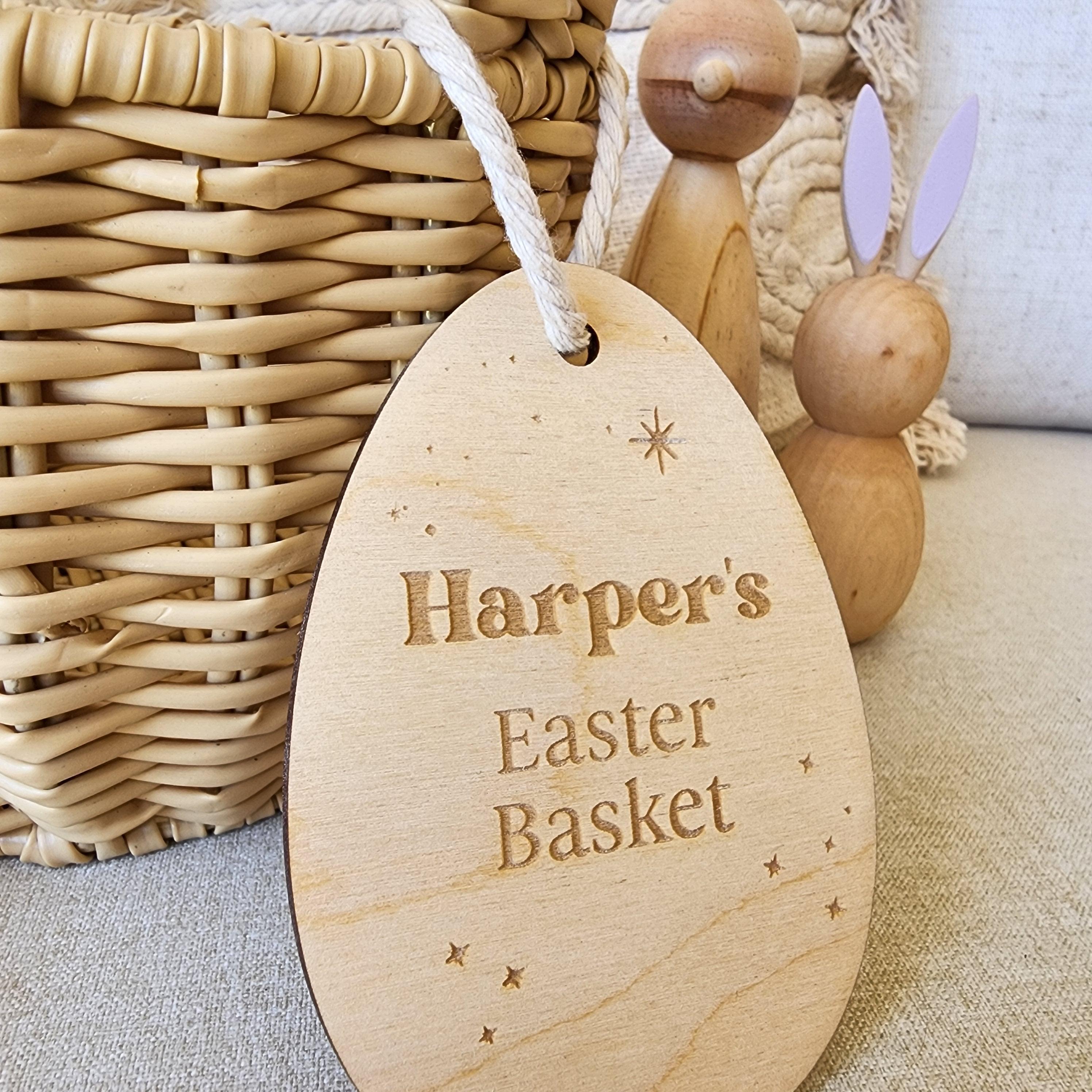 Personalised Easter Bunny Wooden Hang Tag - Easter Day Keepsake - The Willow Corner