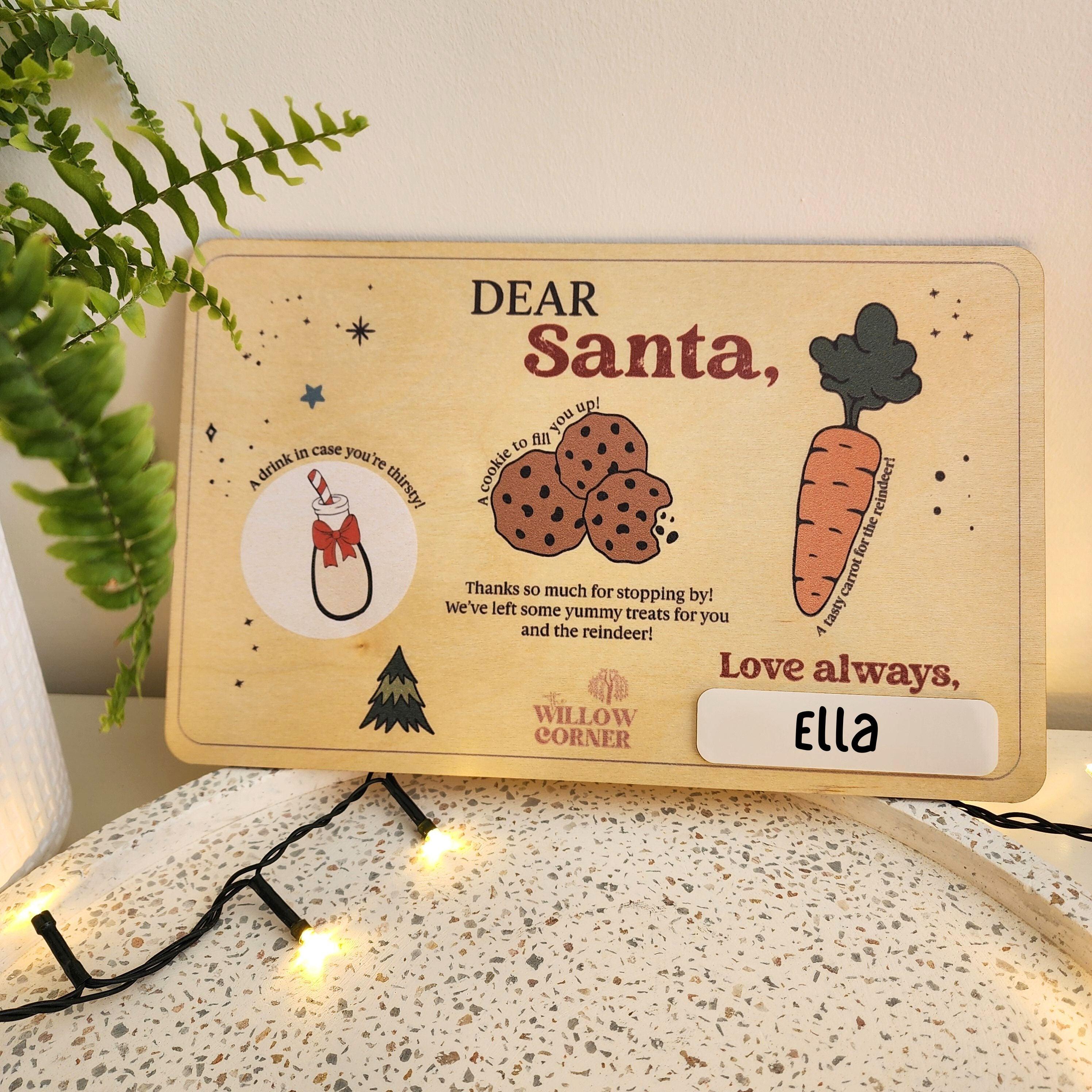 Personalised Wooden Dear Santa Tray - Christmas Eve Family Decoration - The Willow Corner