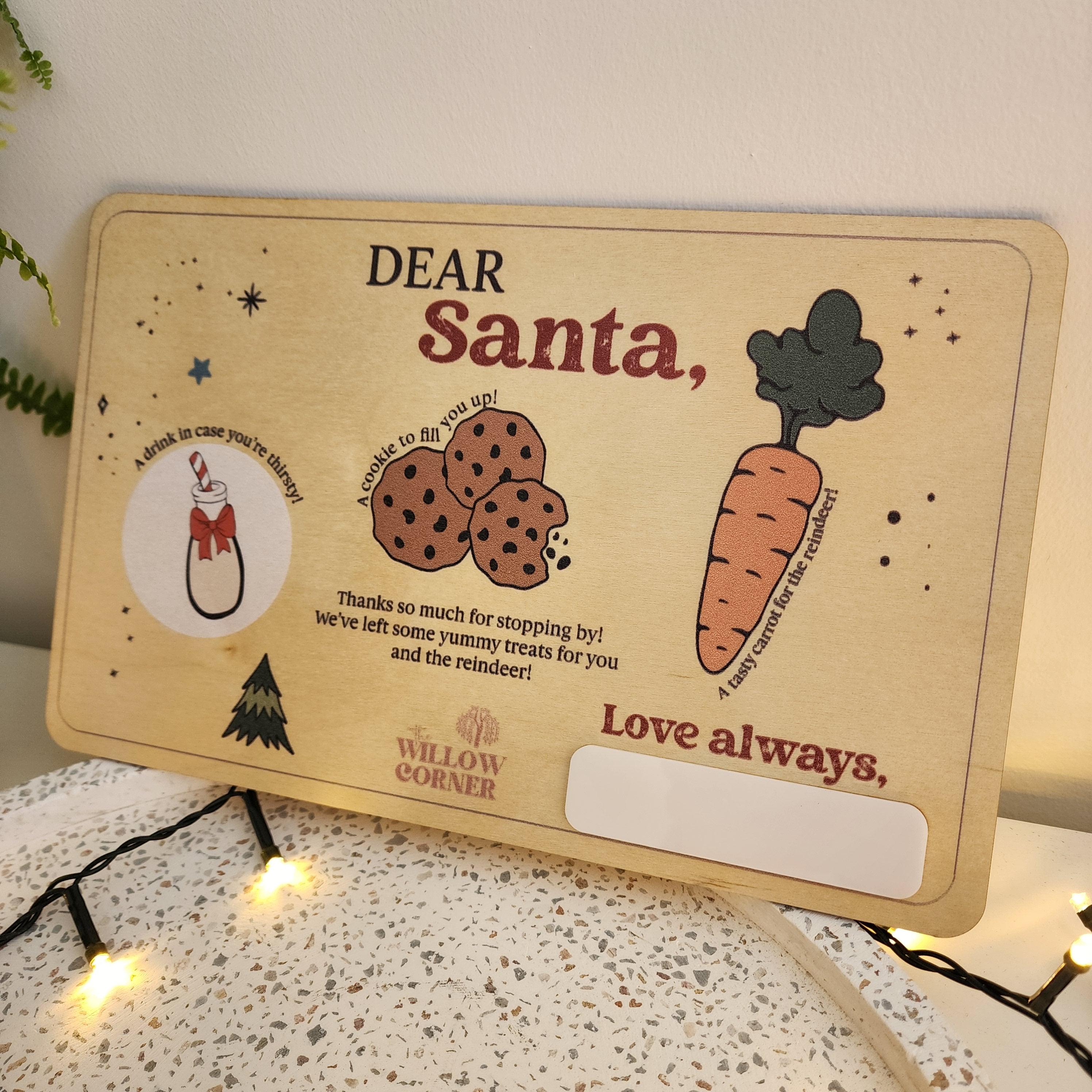 Personalised Wooden Dear Santa Tray - Christmas Eve Family Decoration - The Willow Corner