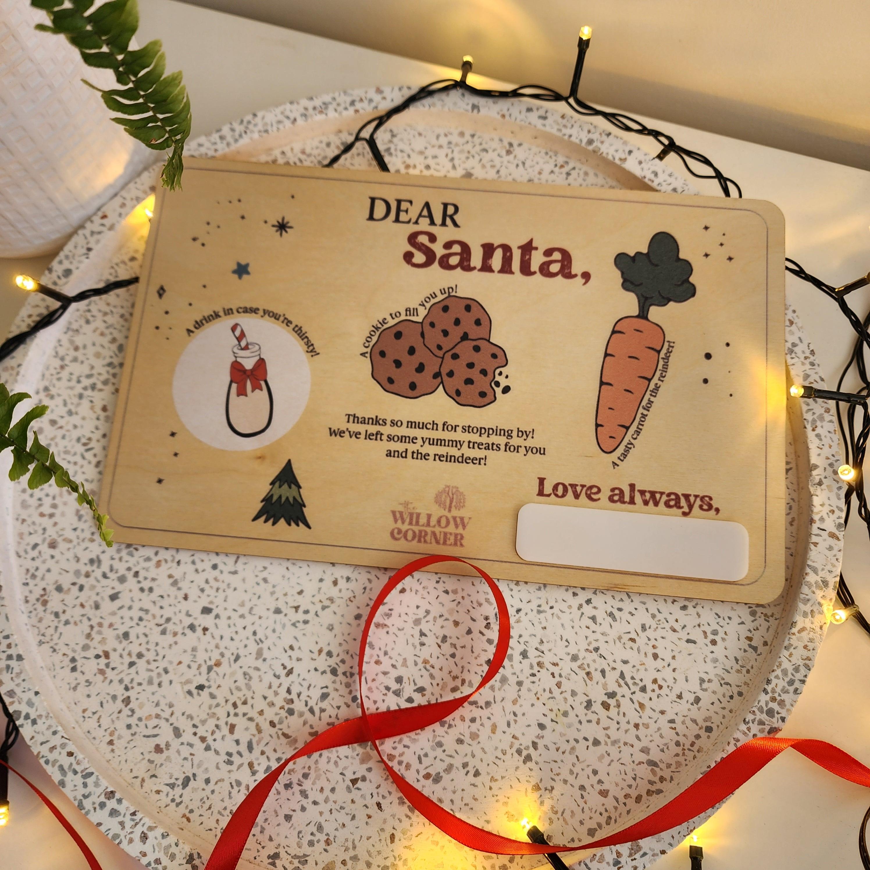 Personalised Wooden Dear Santa Tray - Christmas Eve Family Decoration - The Willow Corner