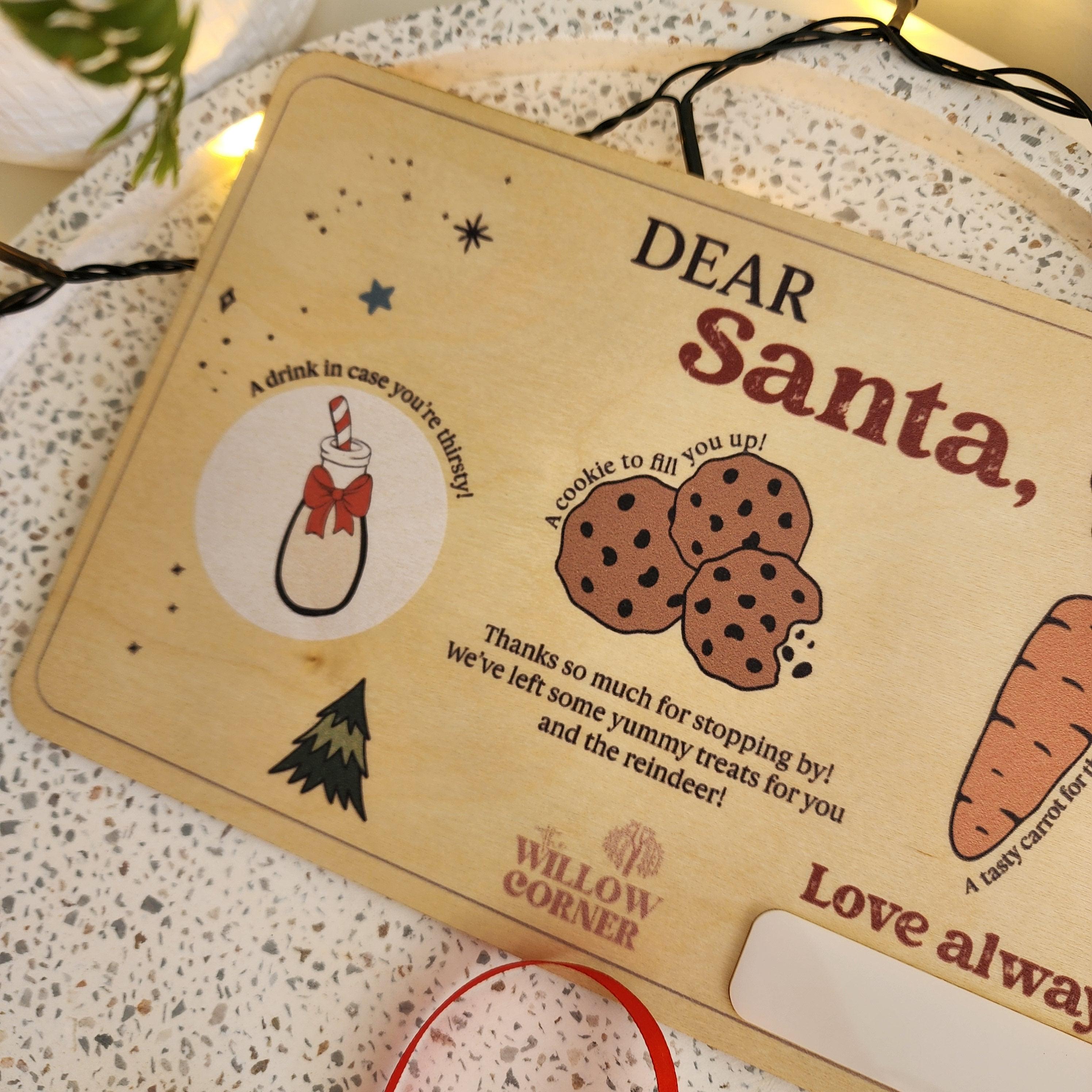 Personalised Wooden Dear Santa Tray - Christmas Eve Family Decoration - The Willow Corner