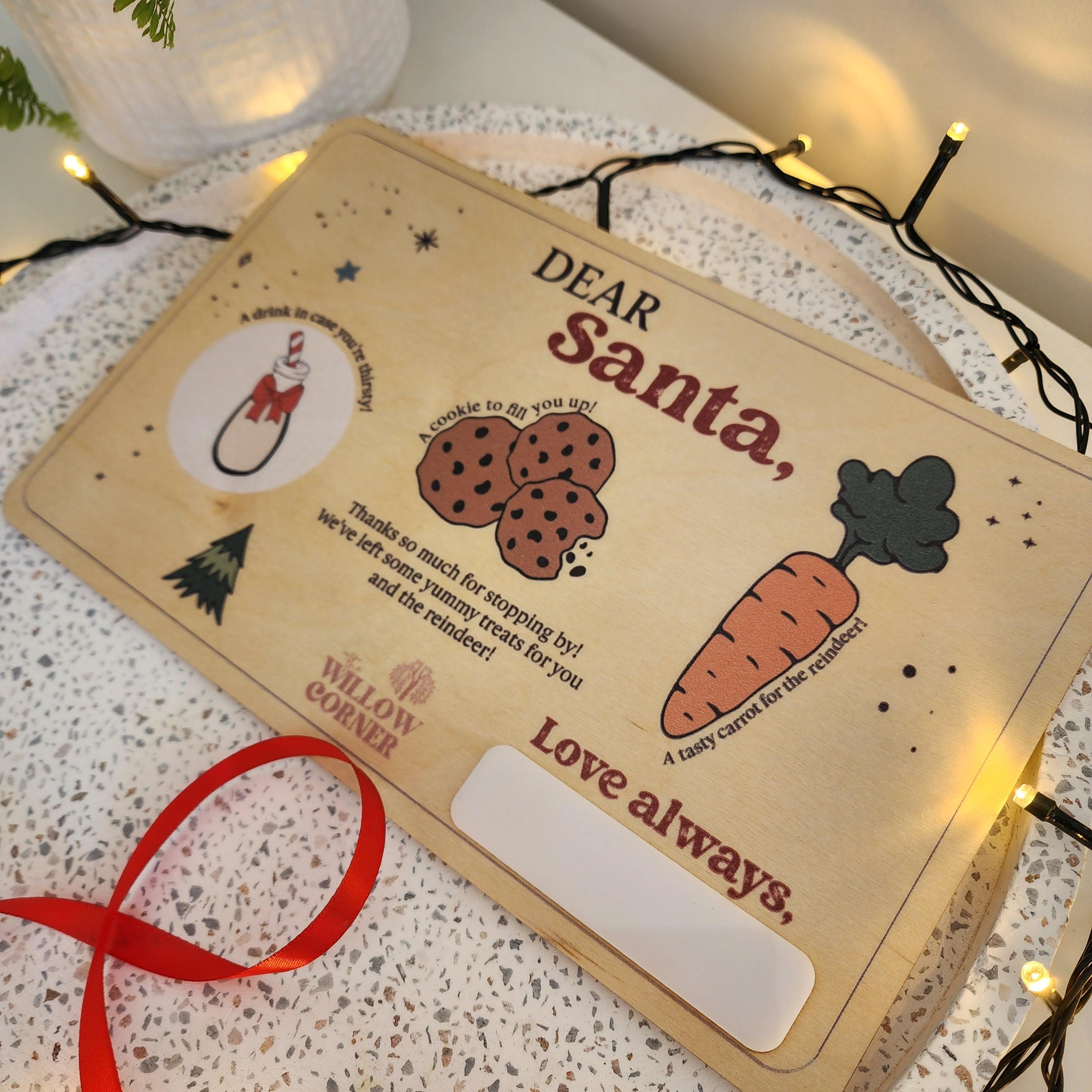 Personalised Wooden Dear Santa Tray - Christmas Eve Family Decoration - The Willow Corner