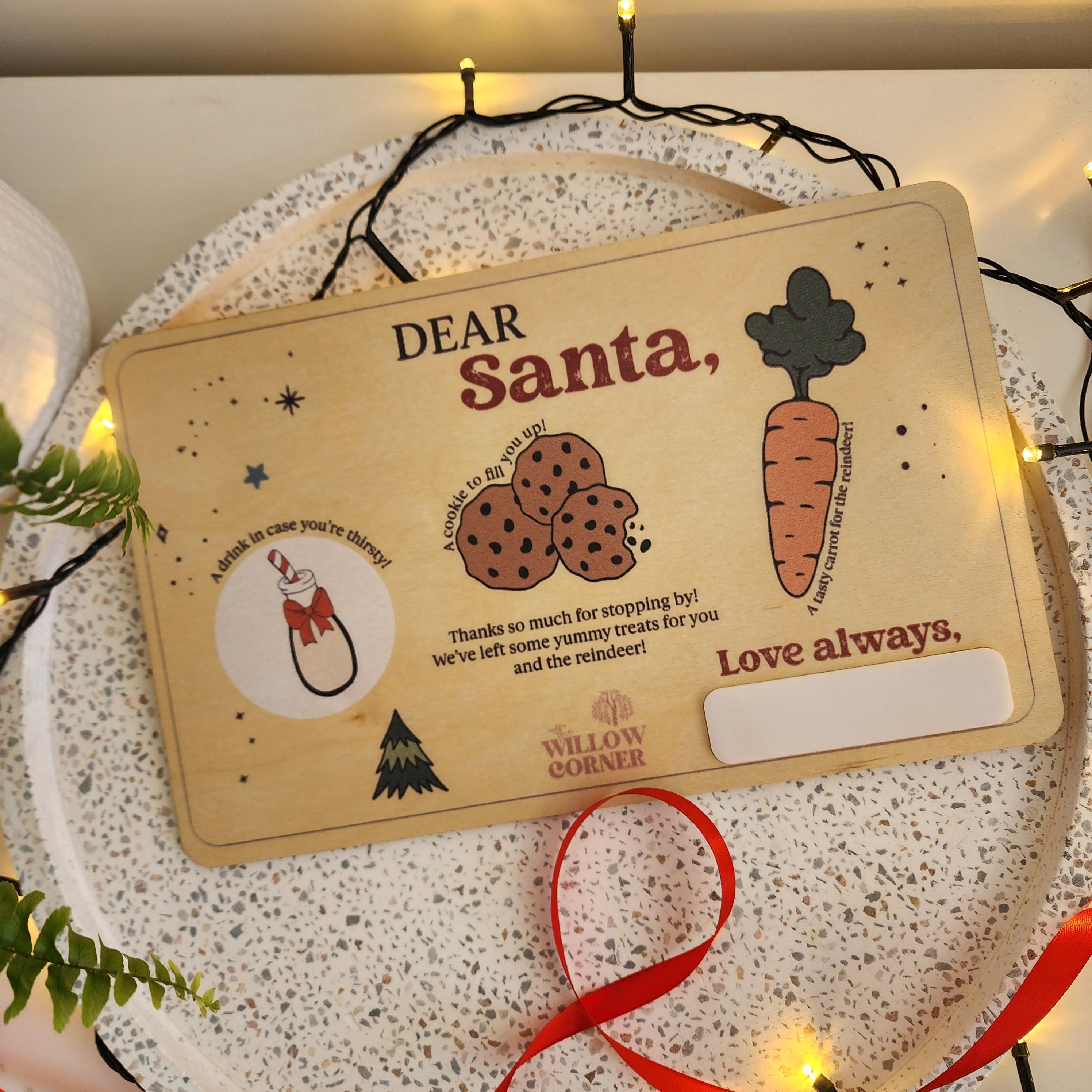 Personalised Wooden Dear Santa Tray - Christmas Eve Family Decoration - The Willow Corner