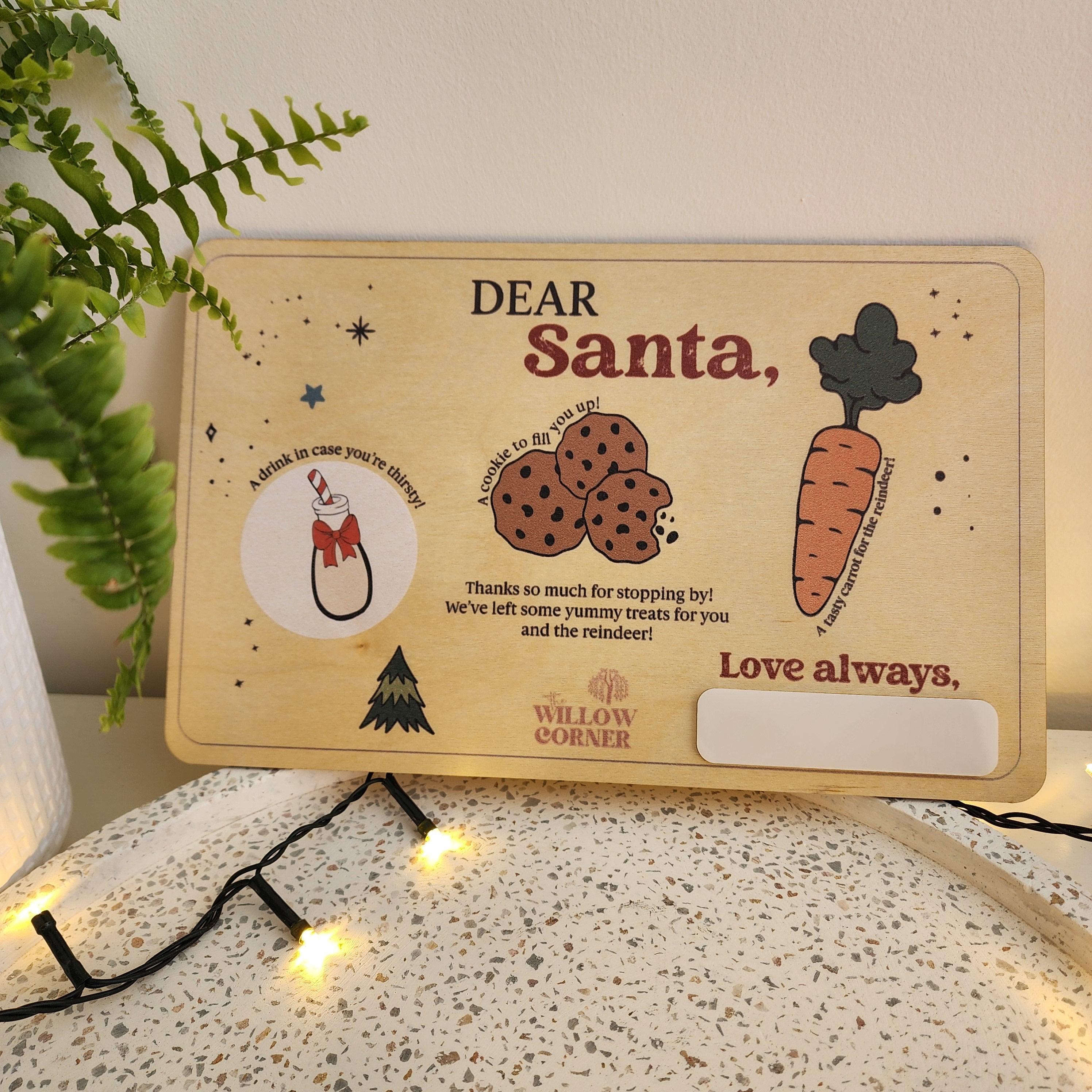 Personalised Wooden Dear Santa Tray - Christmas Eve Family Decoration - The Willow Corner