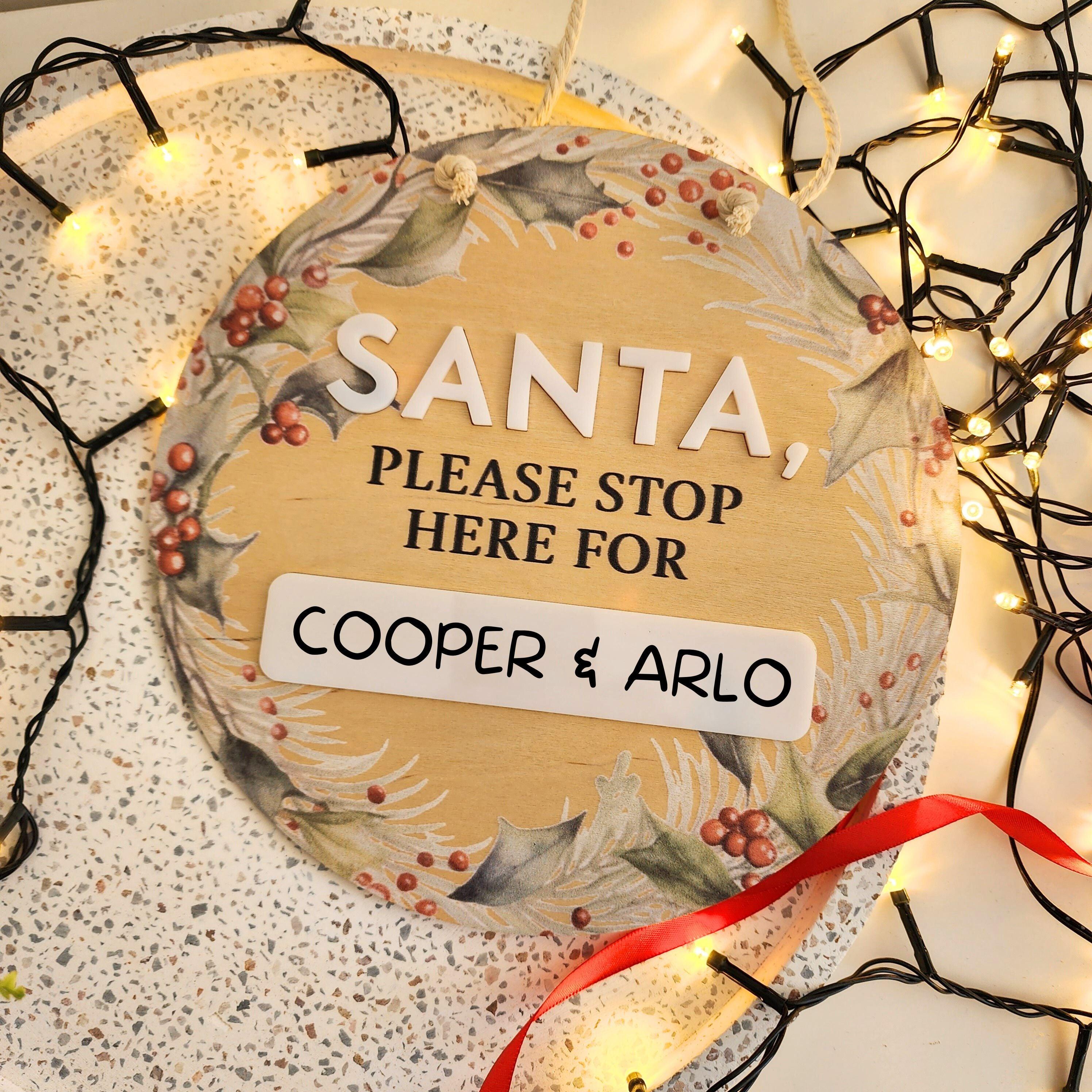 Santa Please Stop Here Disc - Christmas Hanging Decoration - The Willow Corner