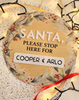 Santa Please Stop Here Disc - Christmas Hanging Decoration - The Willow Corner