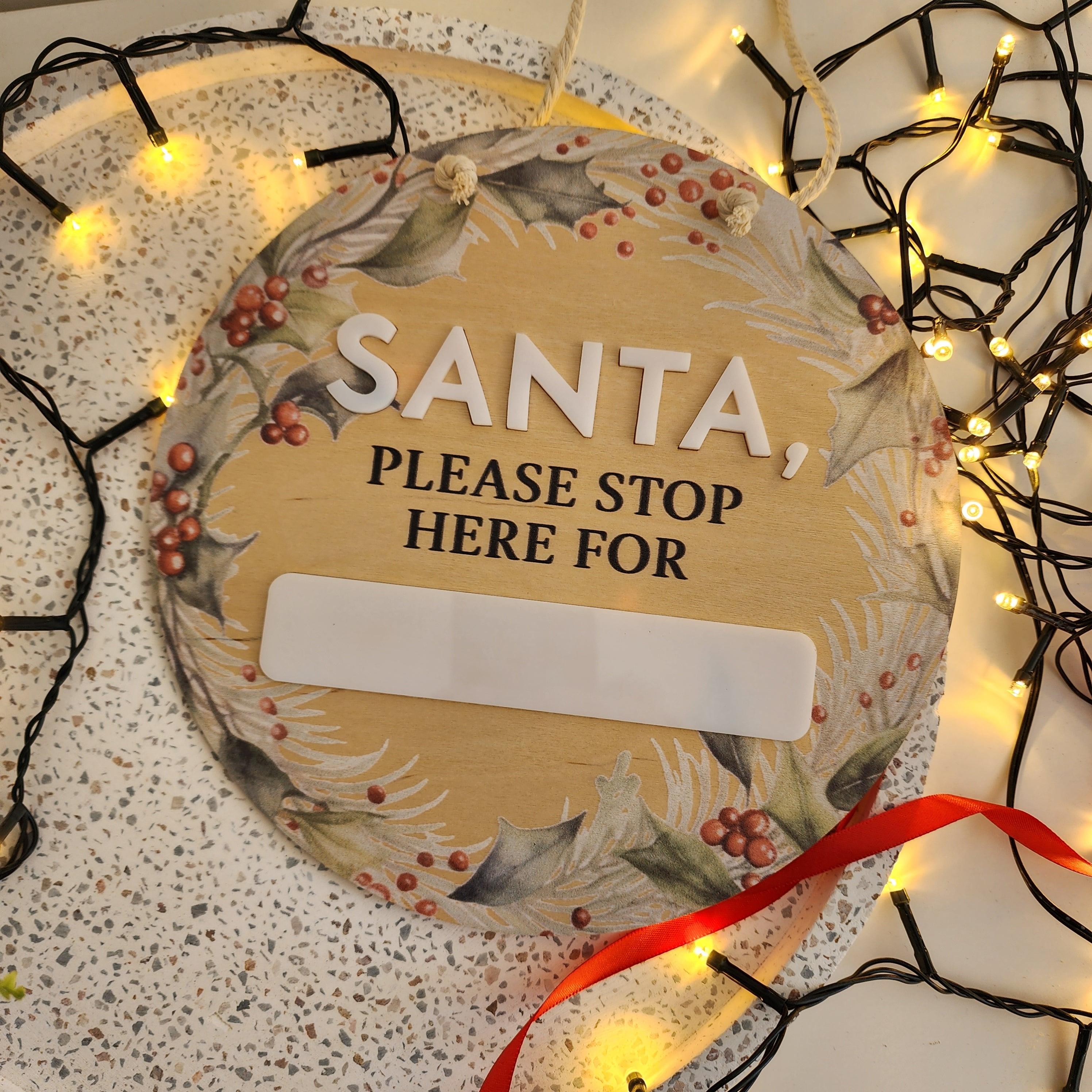 Santa Please Stop Here Disc - Christmas Hanging Decoration - The Willow Corner
