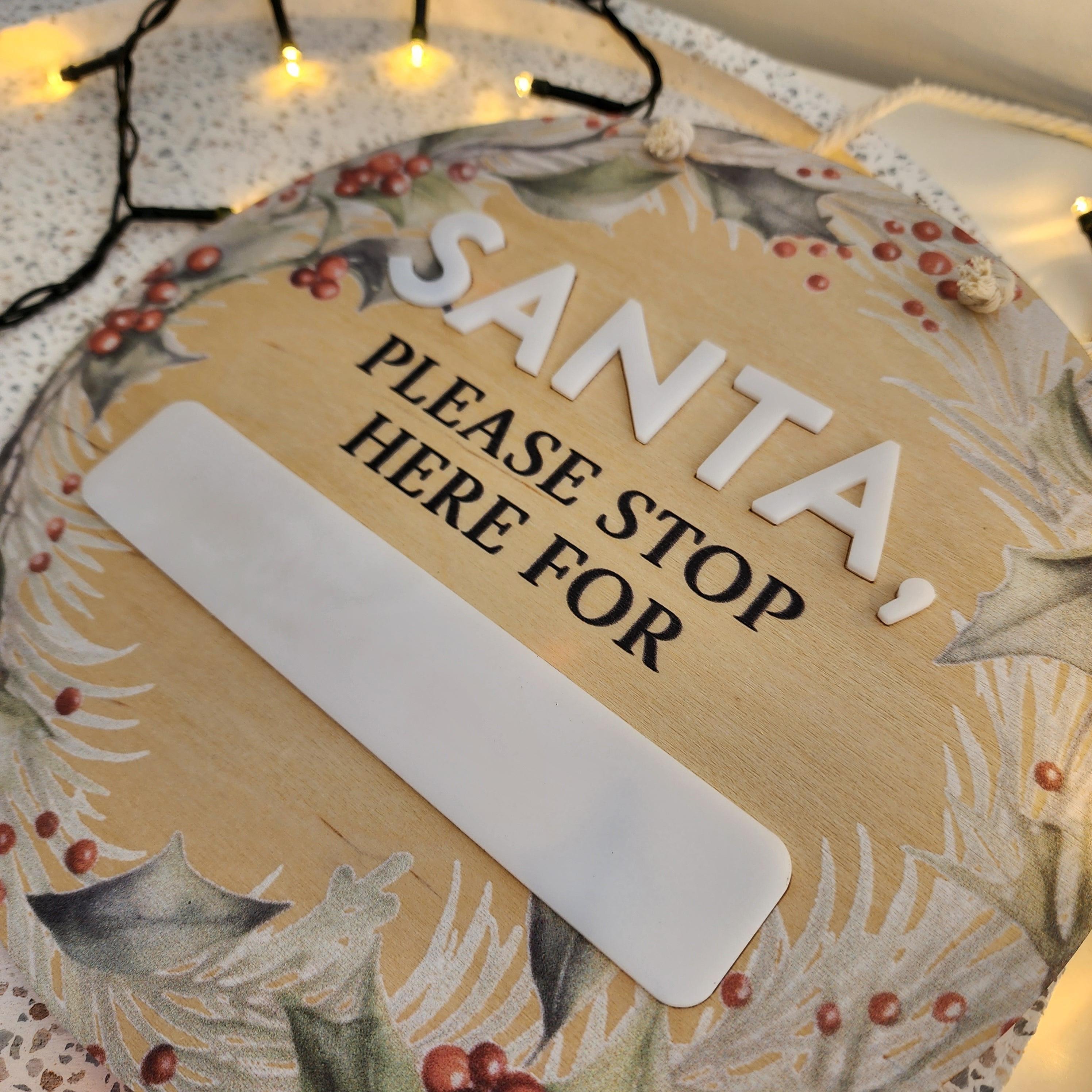 Santa Please Stop Here Disc - Christmas Hanging Decoration - The Willow Corner