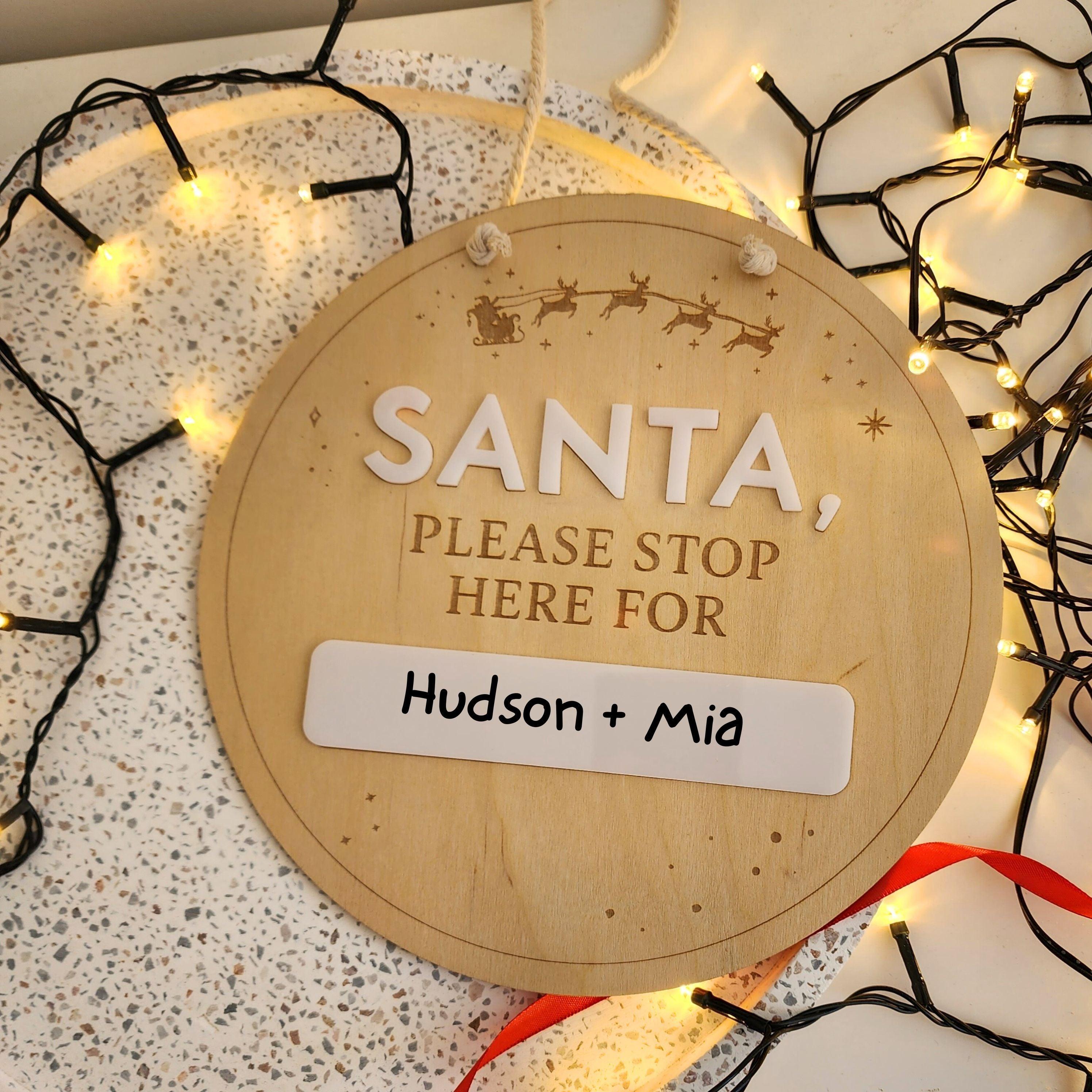 Santa Please Stop Here Engraved Disc - Christmas Hanging Decoration - The Willow Corner