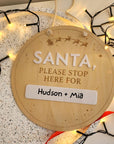 Santa Please Stop Here Engraved Disc - Christmas Hanging Decoration - The Willow Corner