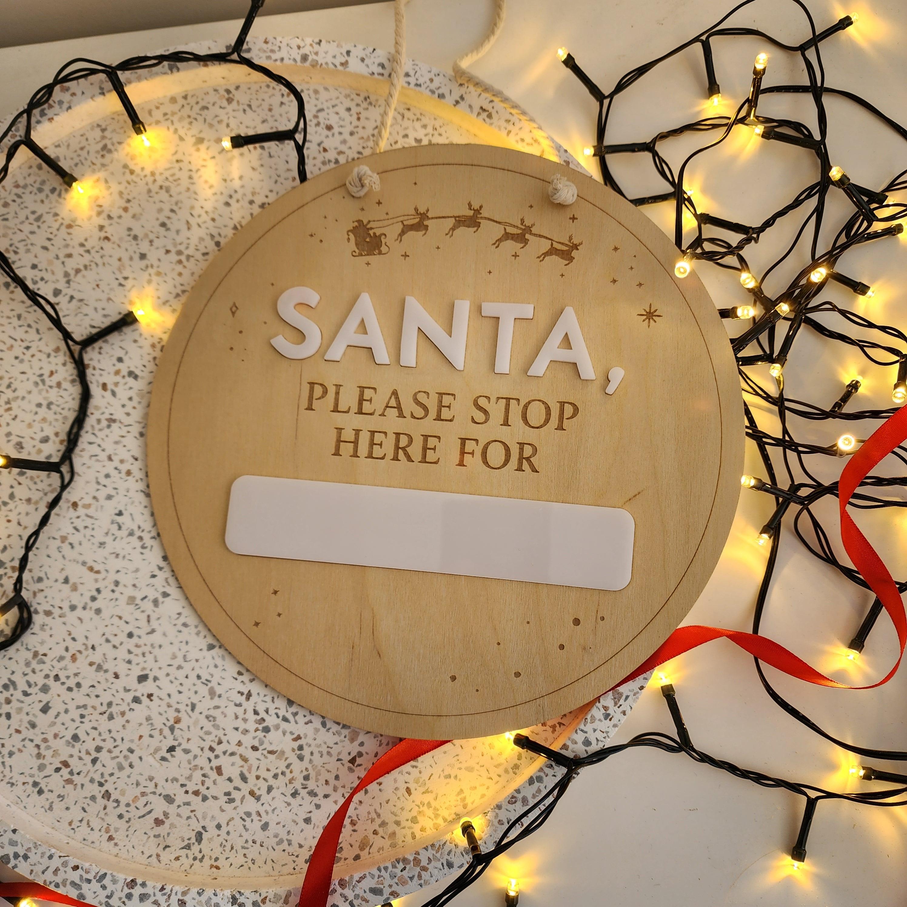 Santa Please Stop Here Engraved Disc - Christmas Hanging Decoration - The Willow Corner
