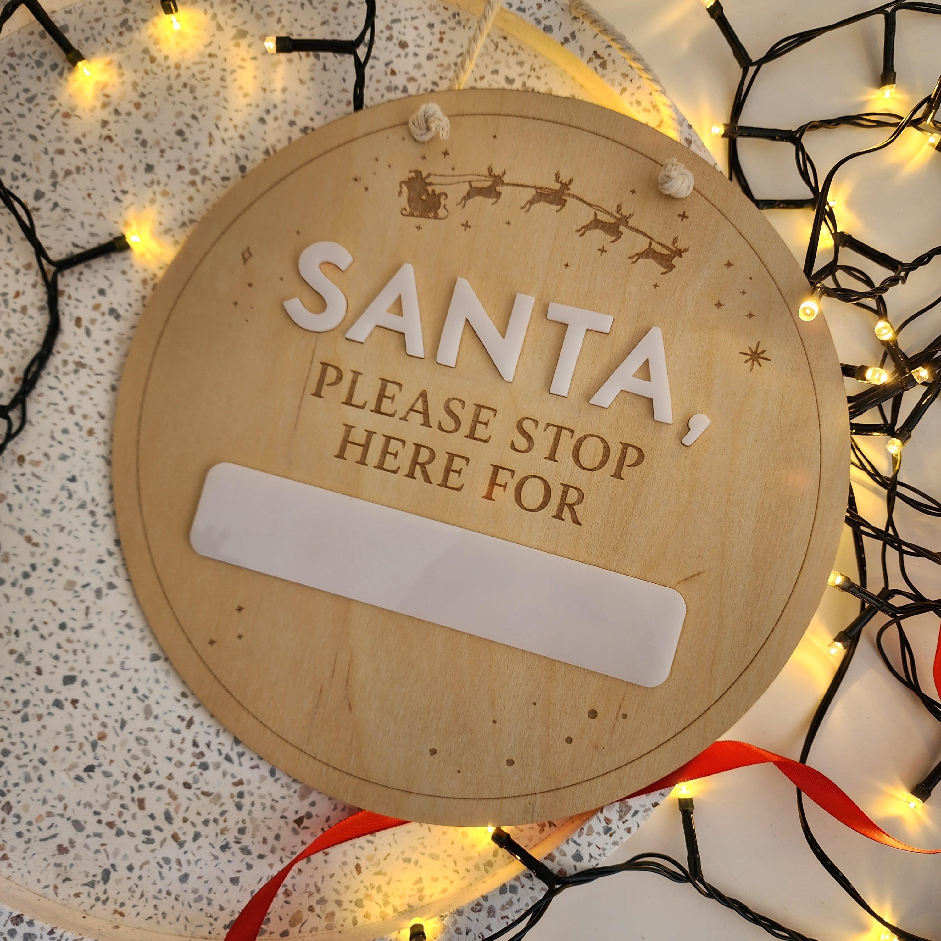 Santa Please Stop Here Engraved Disc - Christmas Hanging Decoration - The Willow Corner