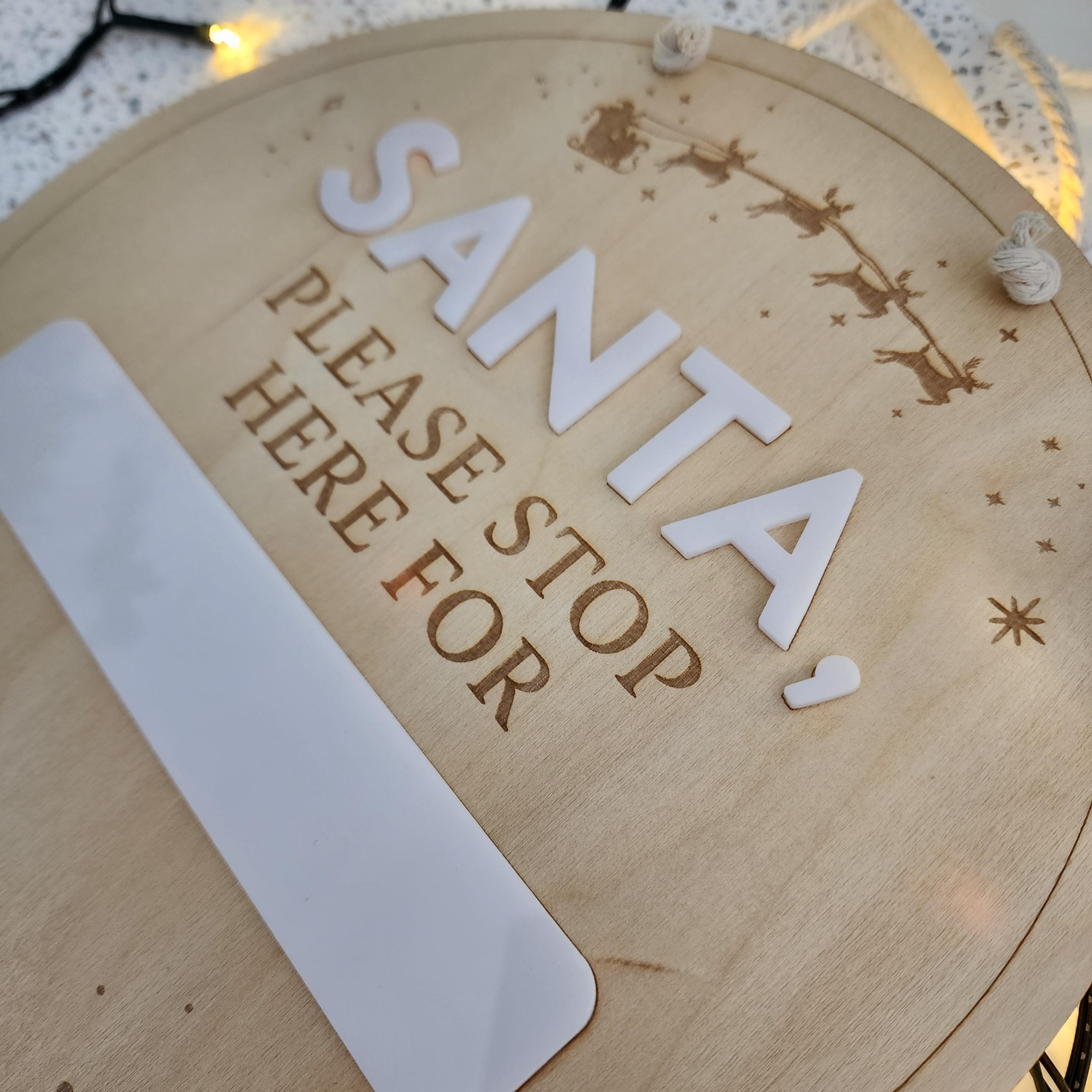 Santa Please Stop Here Engraved Disc - Christmas Hanging Decoration - The Willow Corner