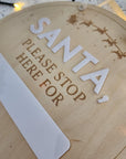 Santa Please Stop Here Engraved Disc - Christmas Hanging Decoration - The Willow Corner