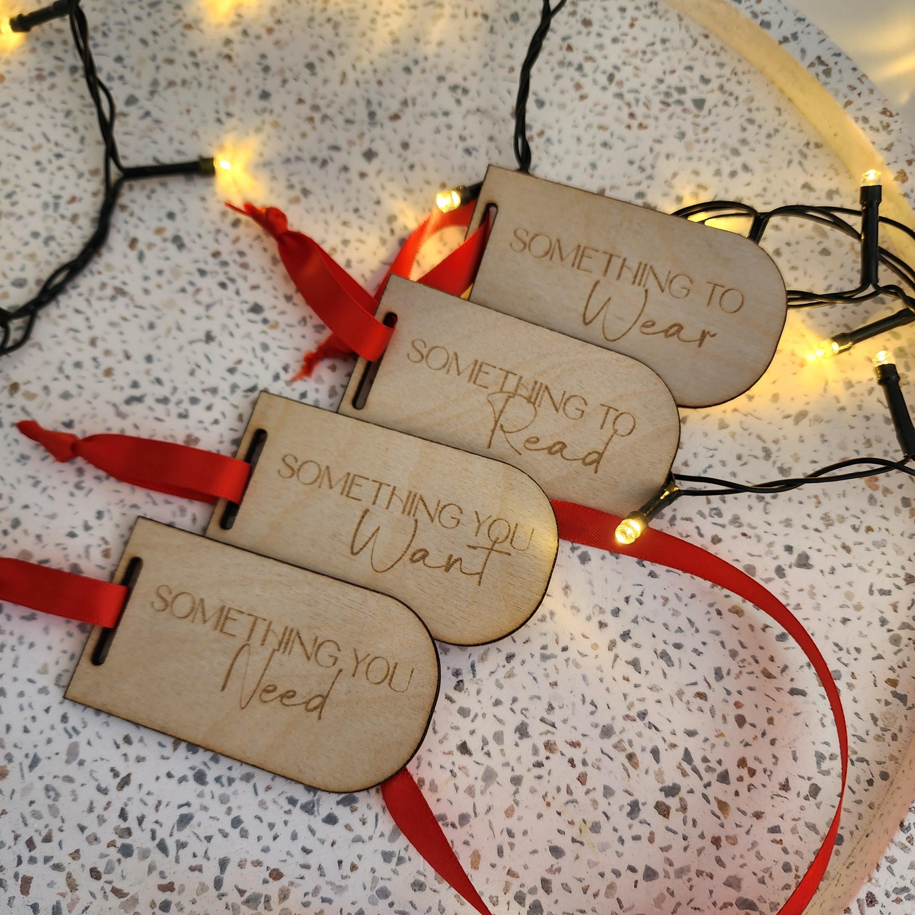 Wooden Christmas Gift Tags - 4 Pack - Four Gift Rule - The Willow Corner