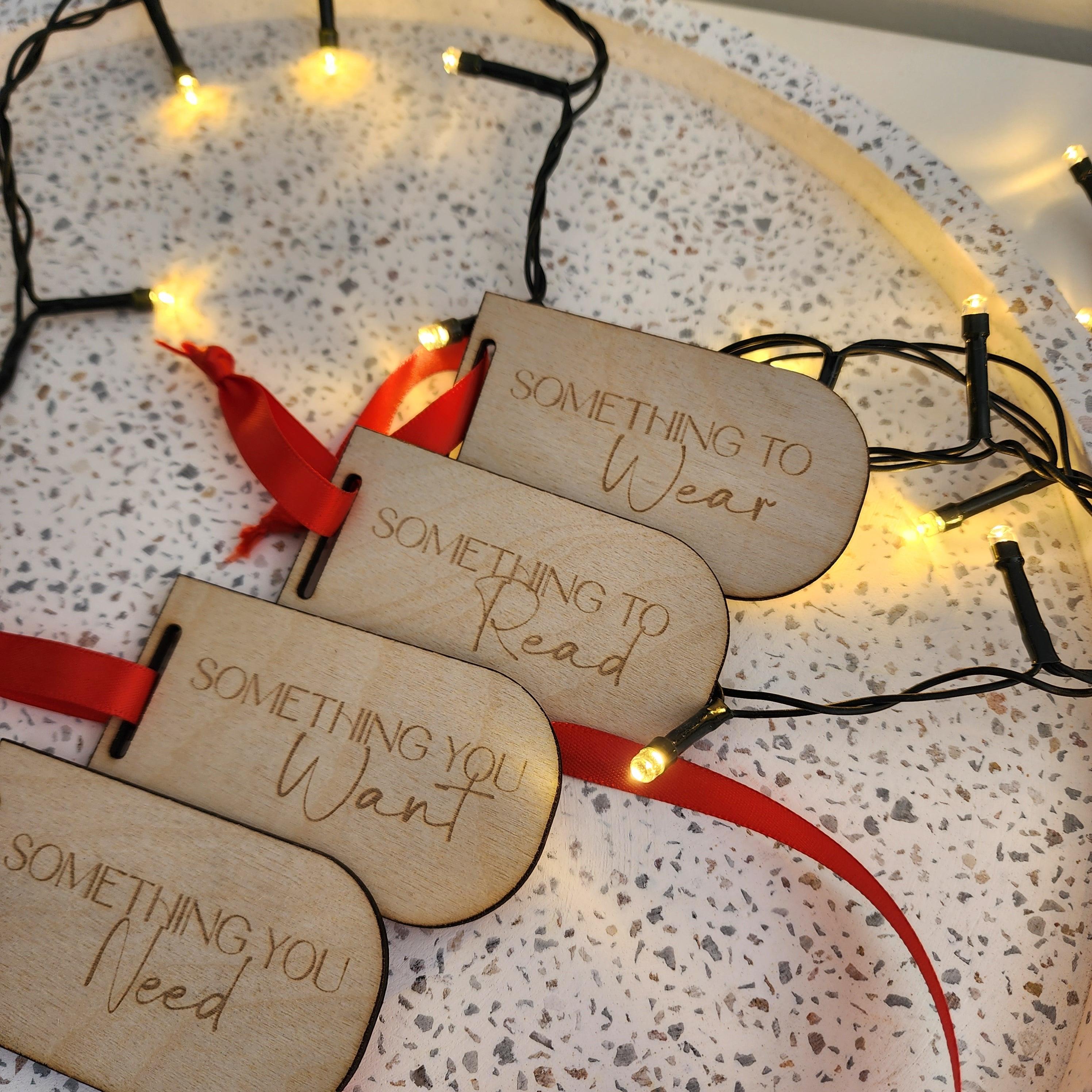 Wooden Christmas Gift Tags - 4 Pack - Four Gift Rule - The Willow Corner